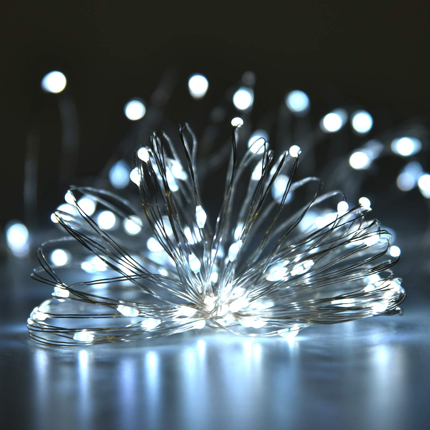 Sprklinlin 2 Pack 100 Led Solar Power Fairy Lights, 33Ft Outdoor Fairy Lights Waterproof Copper Wire 8 Modes Fairy Lights For Garden, Patio, Wedding, Party, Christmas, Home (White)