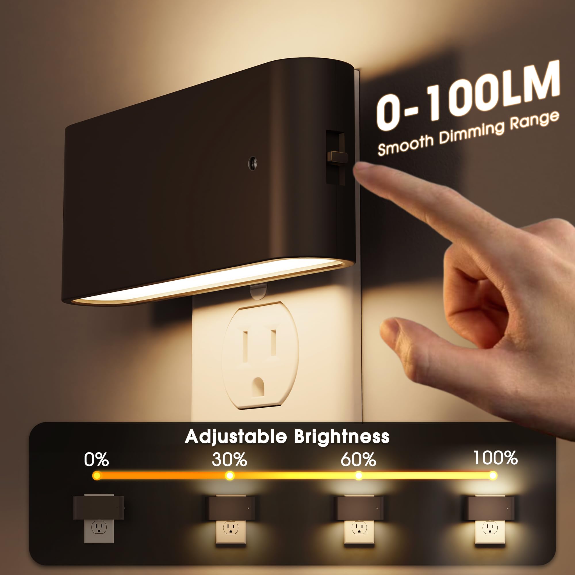 Briignite Led Night Light With Dusk To Dawn Sensor, Dimmable, 3000K Soft White, 2 Pack,