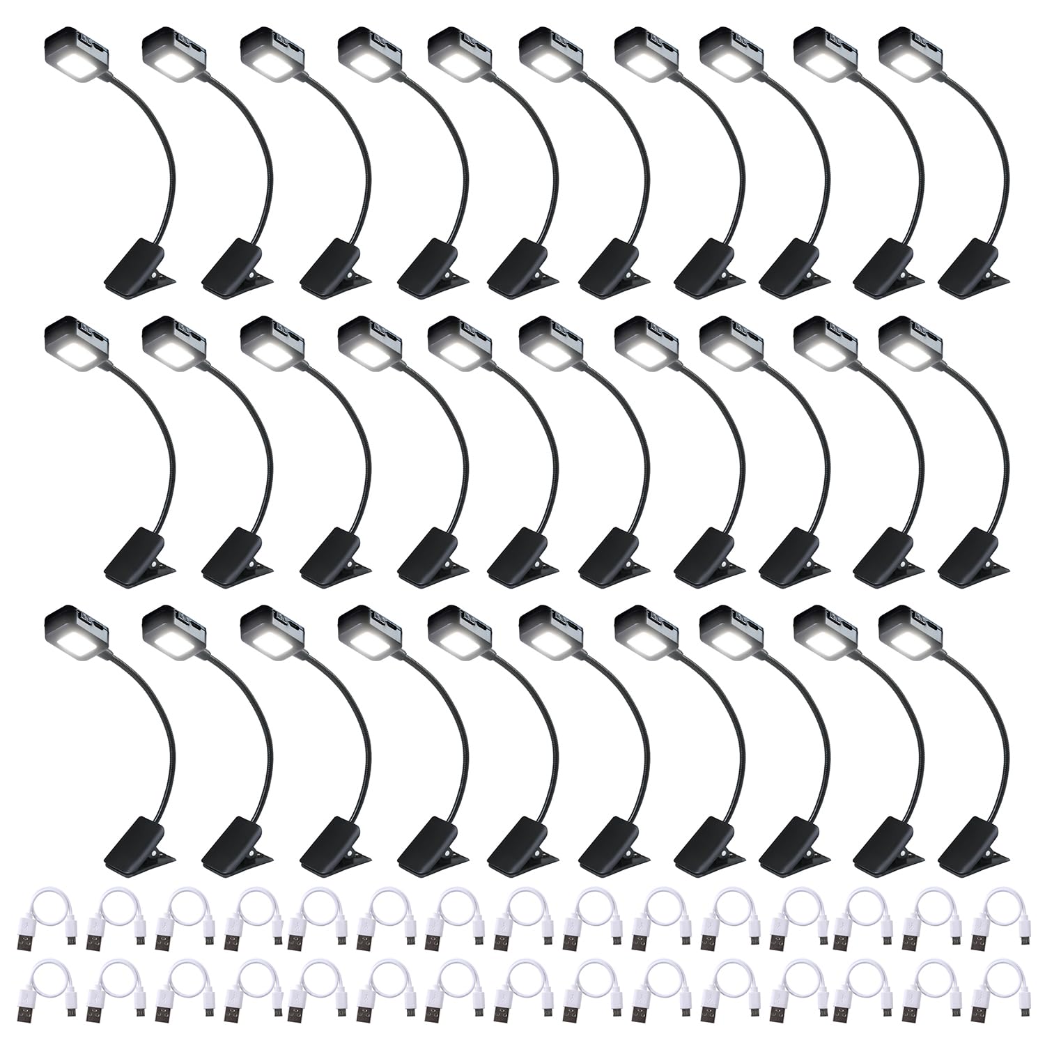 KunHe 30 Pack Rechargeable Book Lights Stocking Stuffers Bulk Gift for Kids Small Book Light for Reading at Night in Bed Reading