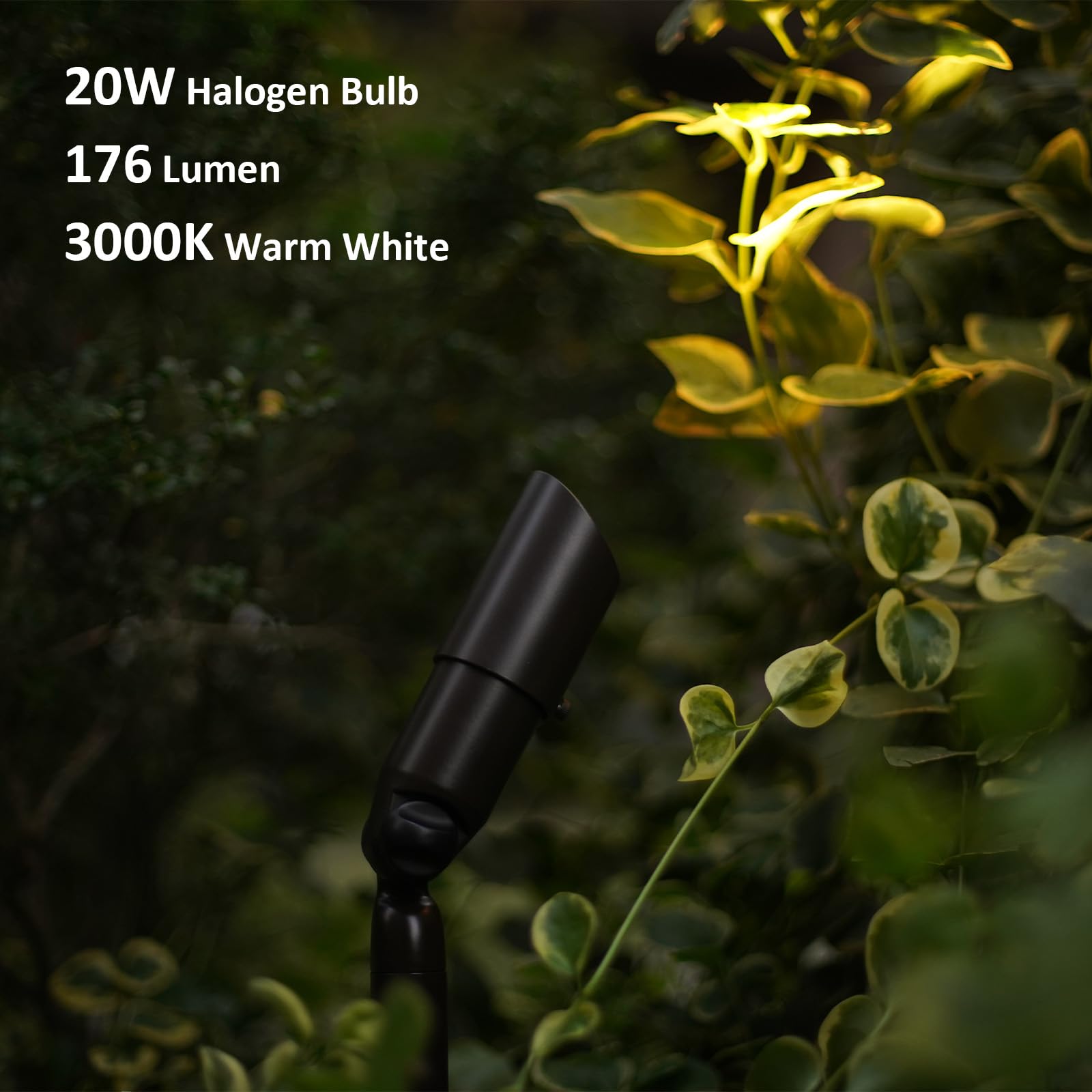 GOODSMANN Low Voltage Landscape Spotlight 20W Halogen 12V AC 176 Lumen Brown Metal Spike Stake 3000K Warm White LL9920-9603-01