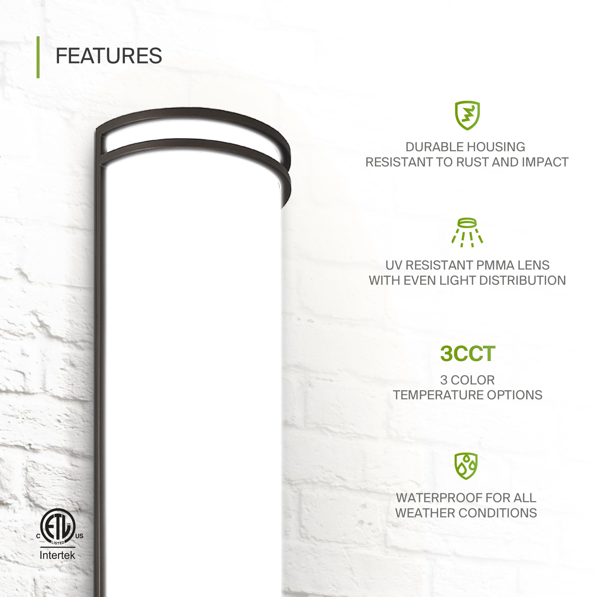ASD 18 Inch LED Outdoor Wall Mount Light Fixture - Dimmable Bronze Sconce, 20W, ETL Certified, Model A-LWS21M18D20CCBZ
