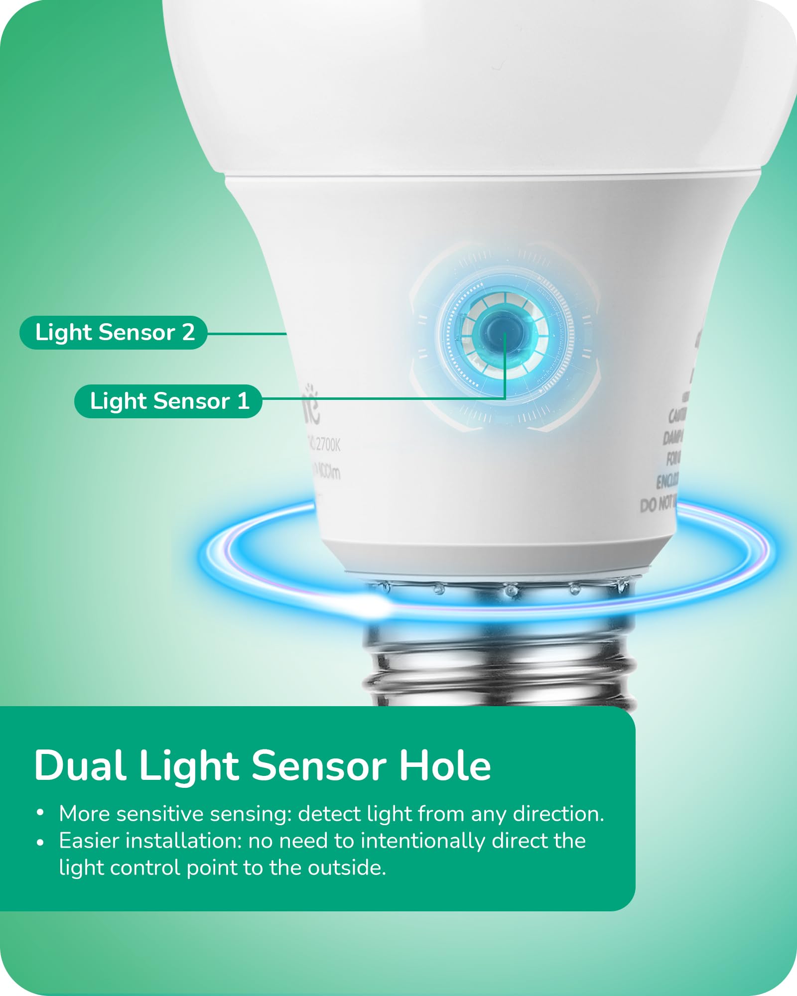 EDISHINE Dusk to Dawn Light Bulbs, 5000K Daylight Glow, Outdoor LED Light Bulb, Dual External Sensor Light, Automatic On/Off, 80