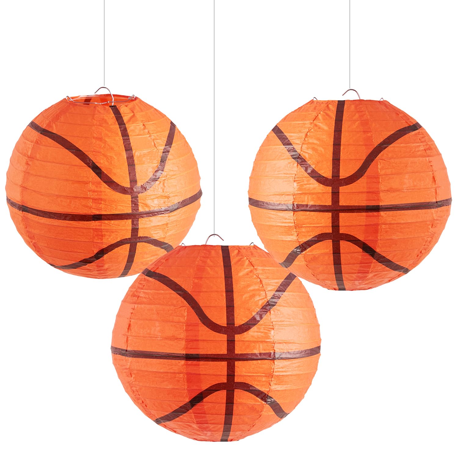 Easy Joy 3 PCS 8'' Basketball Party Decorations Basketball Lanterns Basketball Paper Lanterns Basketball Hanging Lanterns Creati