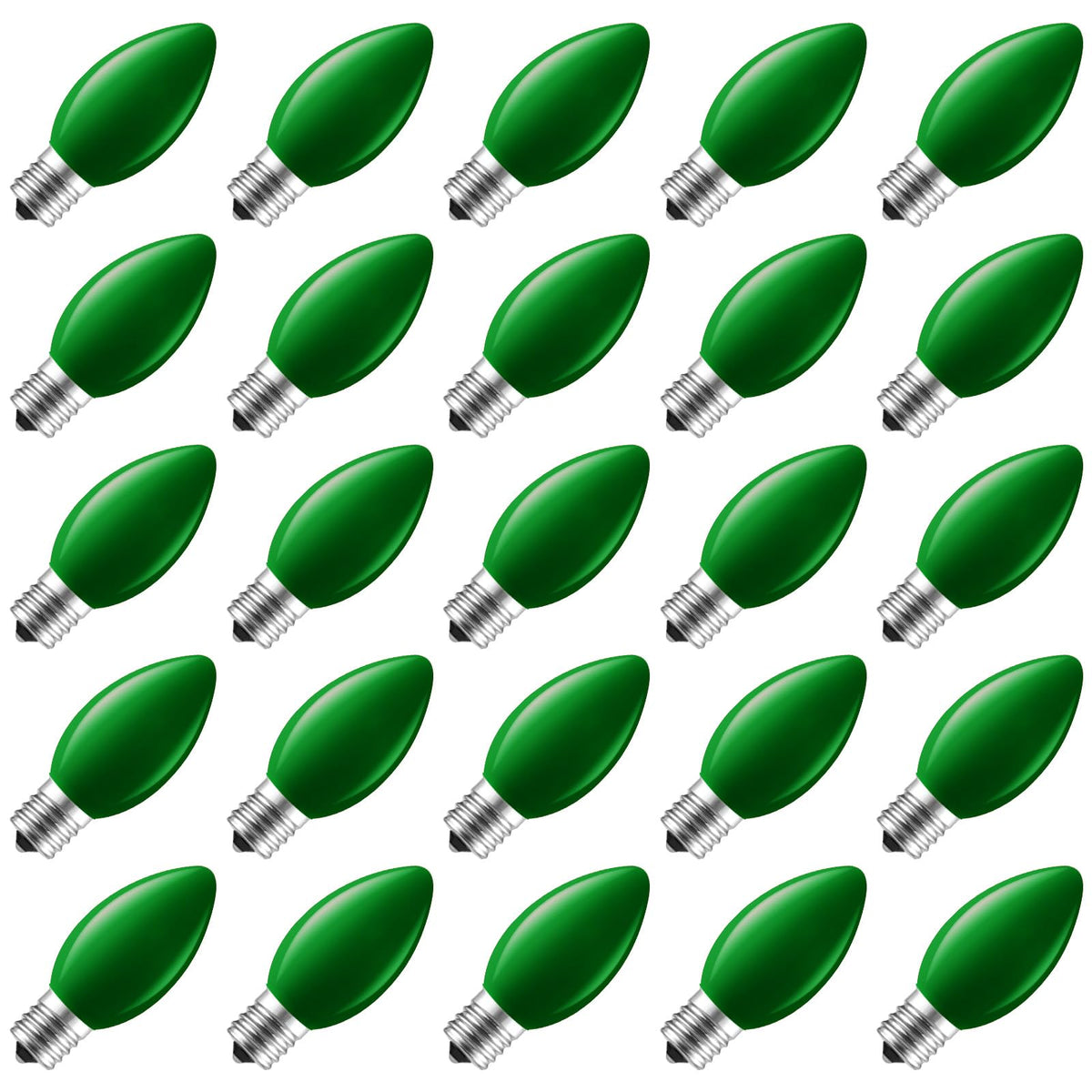 Brightown 25 Pack C9 Incandescent Bulbs, Green C9 Christmas Replacement Light Bulb For Christmas String Lights, E17 Intermediate