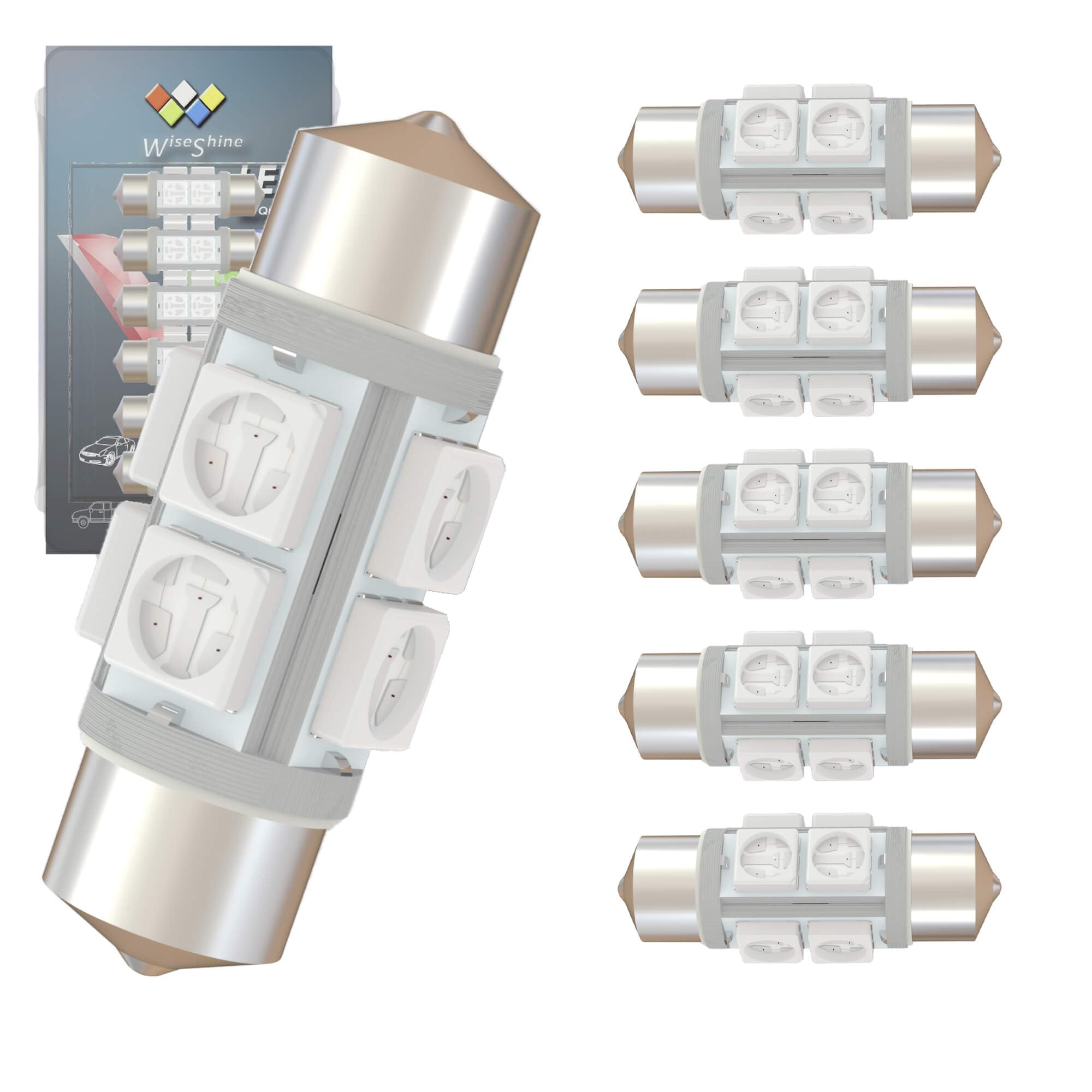 Wiseshine DC 12V 31mm Festoon LED Bulb DE3175 Amber Yellow DE3021 LED Car Bulb for Automotive Interior Door Cargo Lights (Pack 6