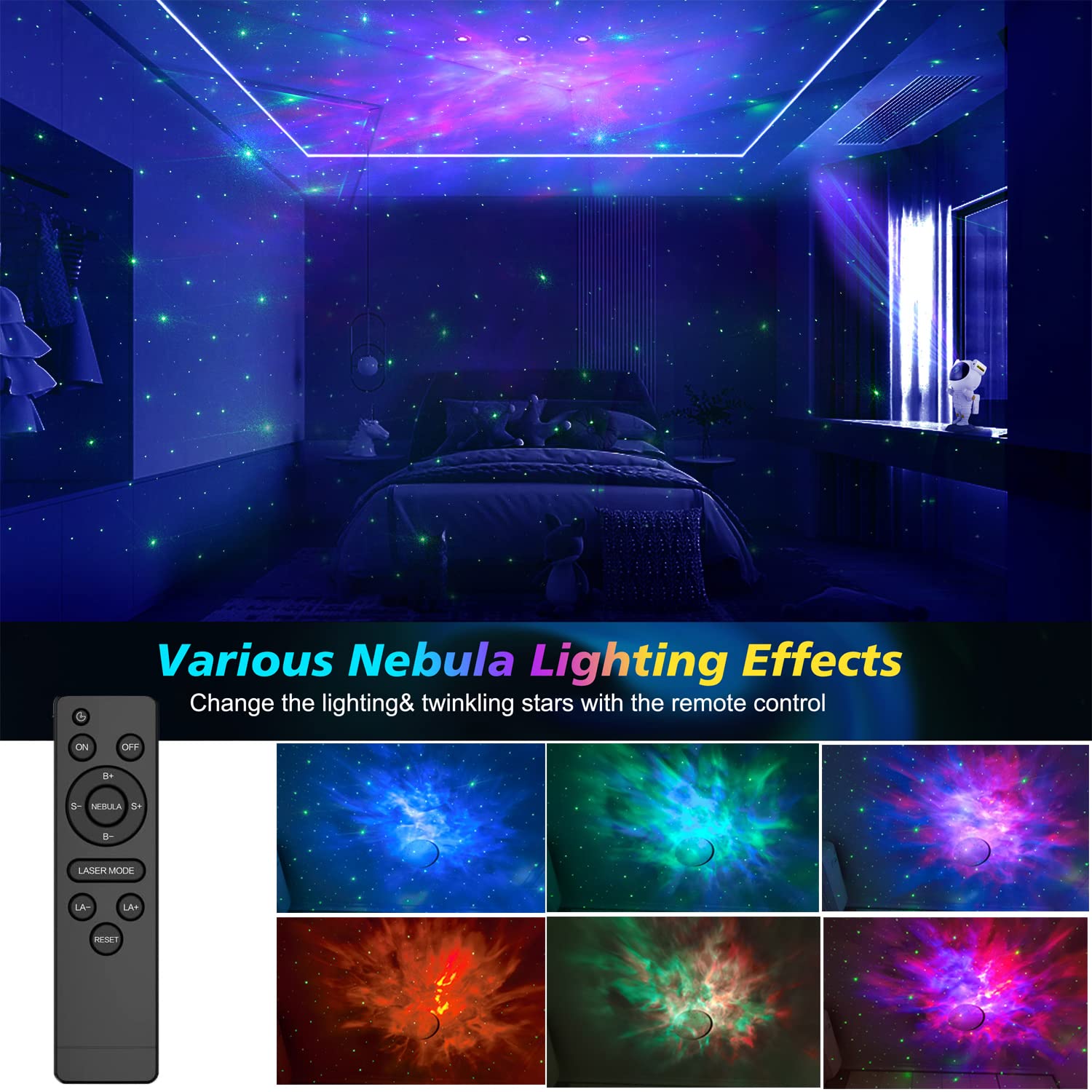 Star Projector Galaxy Night Light,Birthday Gifts Toys For 2-10 Year Old Boys Girls- Astronaut Starry Nebula Ceiling Led Lamp Wit