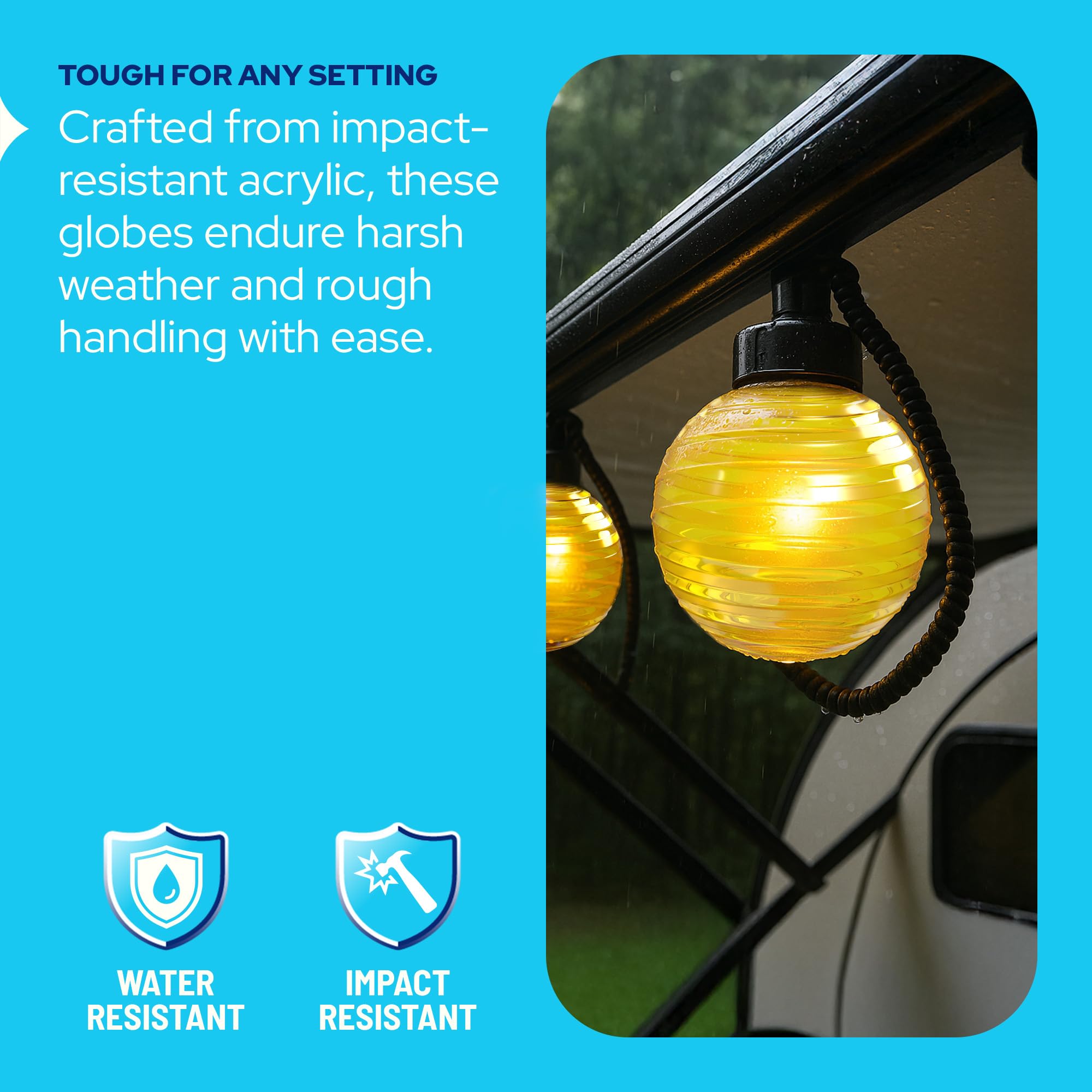 Kastlite 6 Globe Light Bulb Cover With 3.25 Threaded Screw-In Neck - Acrylic Plastic Replacement For Ceiling Lamp Shades  Outdoor Mood Lighting Fixtures & Camper Awning Lights - Orange  Striped
