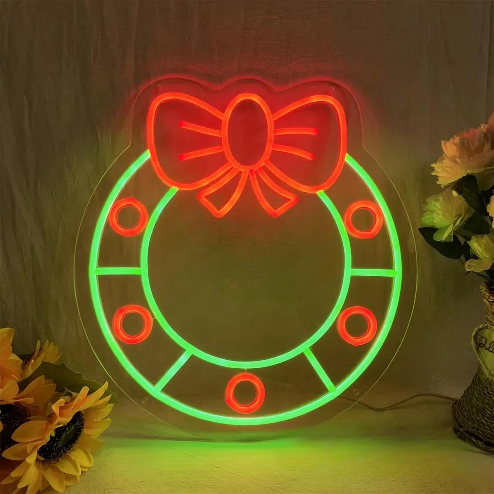 Merry Christmas Wreath Neon Sign For Wall Decor Usb Neon Light Up Signs  Holiday Season Home Outdoor Wall Decor  Xmas Ornament Shop Decor  Bedroom Home Party Decorations  Family Kids Gifts