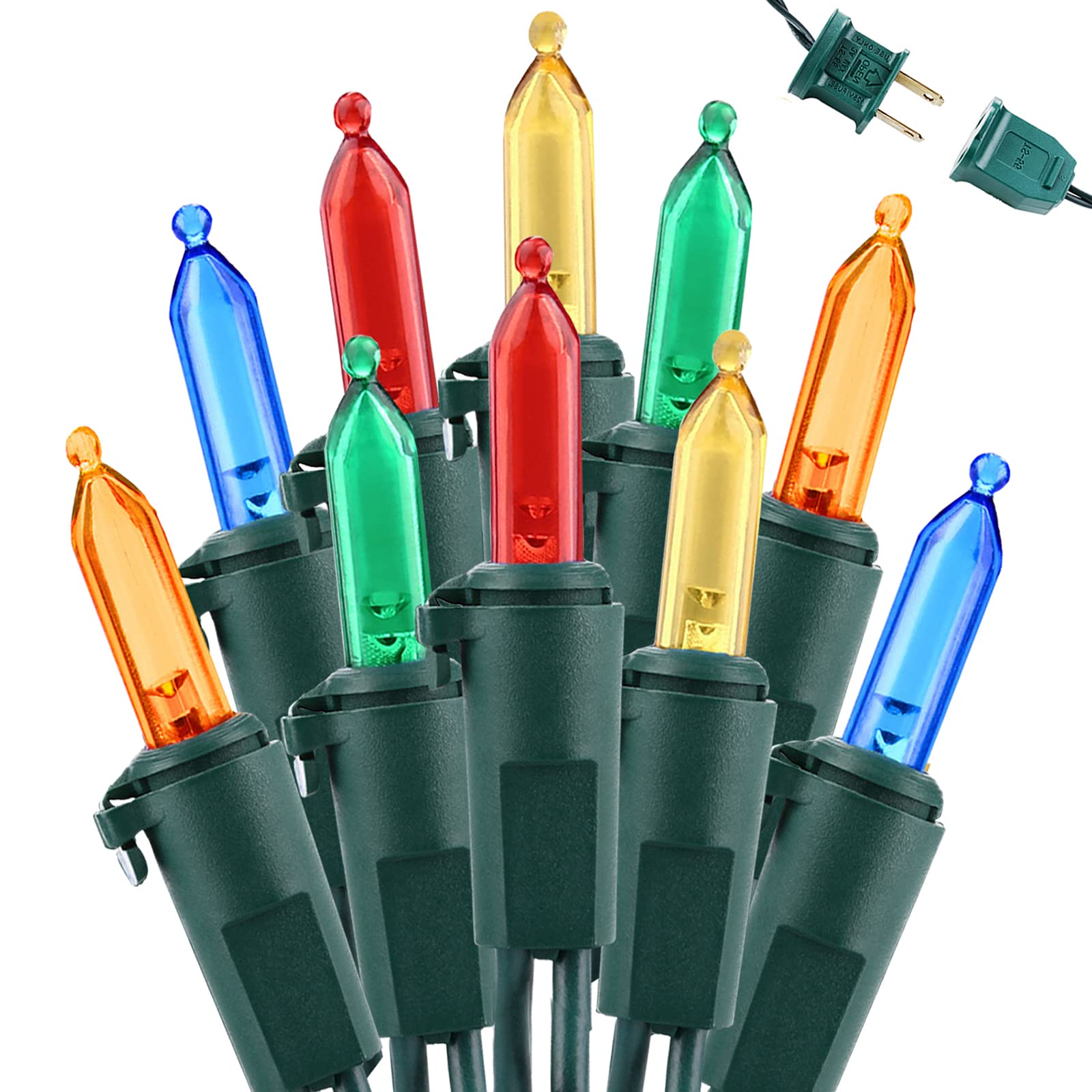 Brizled 100 LED Christmas Lights, Connectable 33ft Multicolor Indoor Outdoor Holiday Decorations, Model HHGDHLLF001