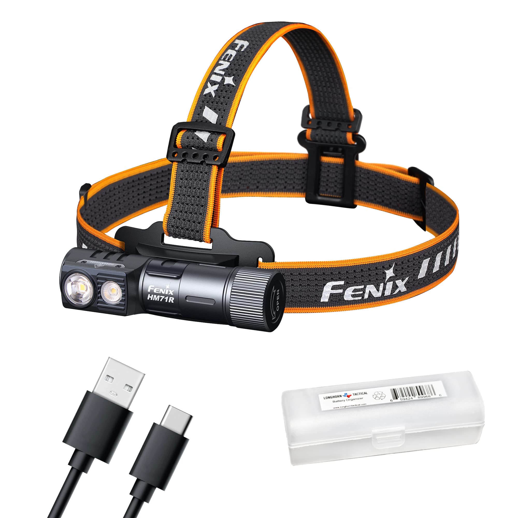 Fenix Hm71R Headlamp, 2700 Lumen Super Bright Usb-C Rechargeable Spot Light Flood Light L-Shape 90 Degree Right Angle Flashlight