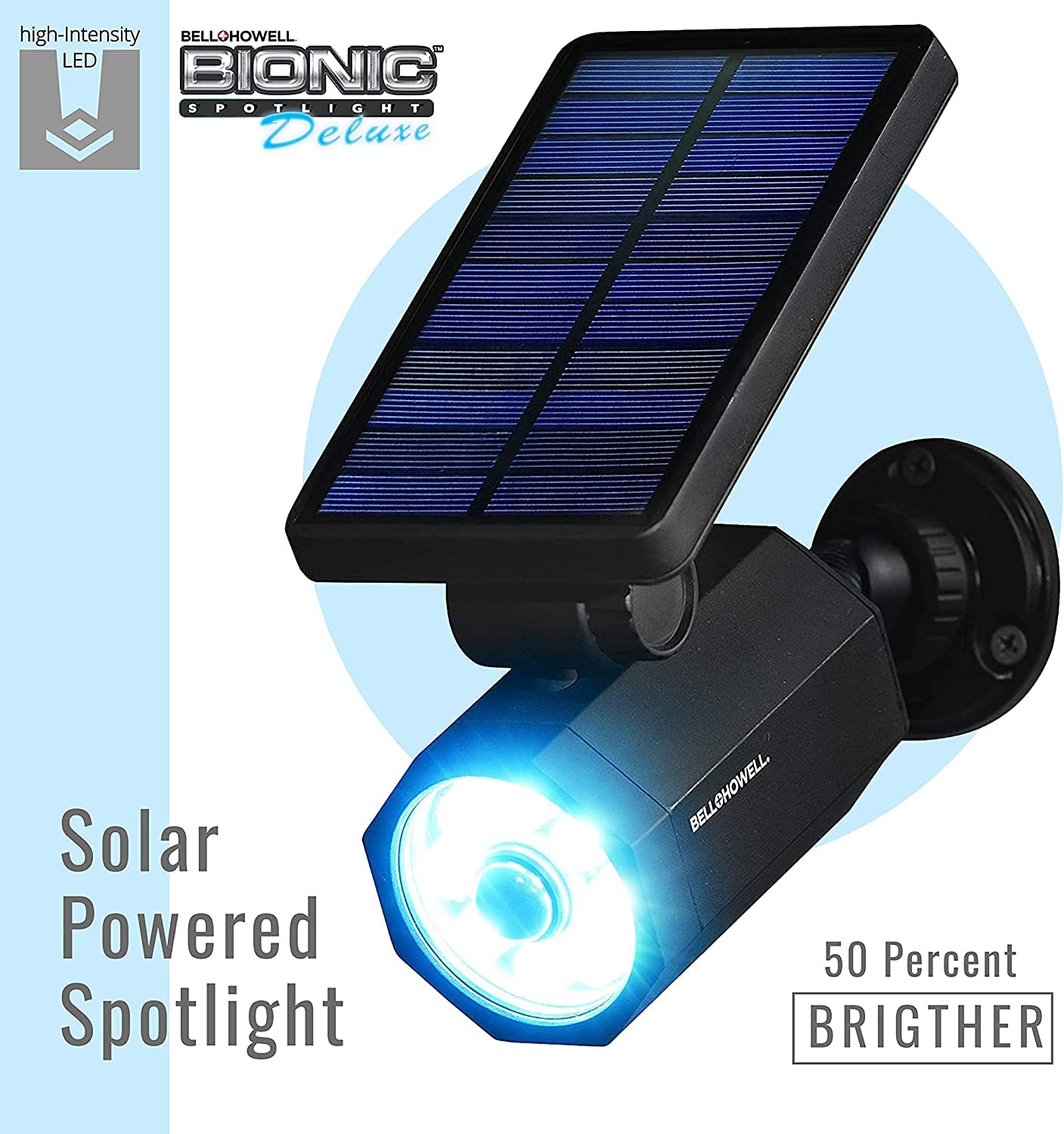 Bell+Howell Bionic Spotlight Deluxe Solar Lights - 8 LED, Motion Sensor, Waterproof, Black, Outdoor Landscape Lighting