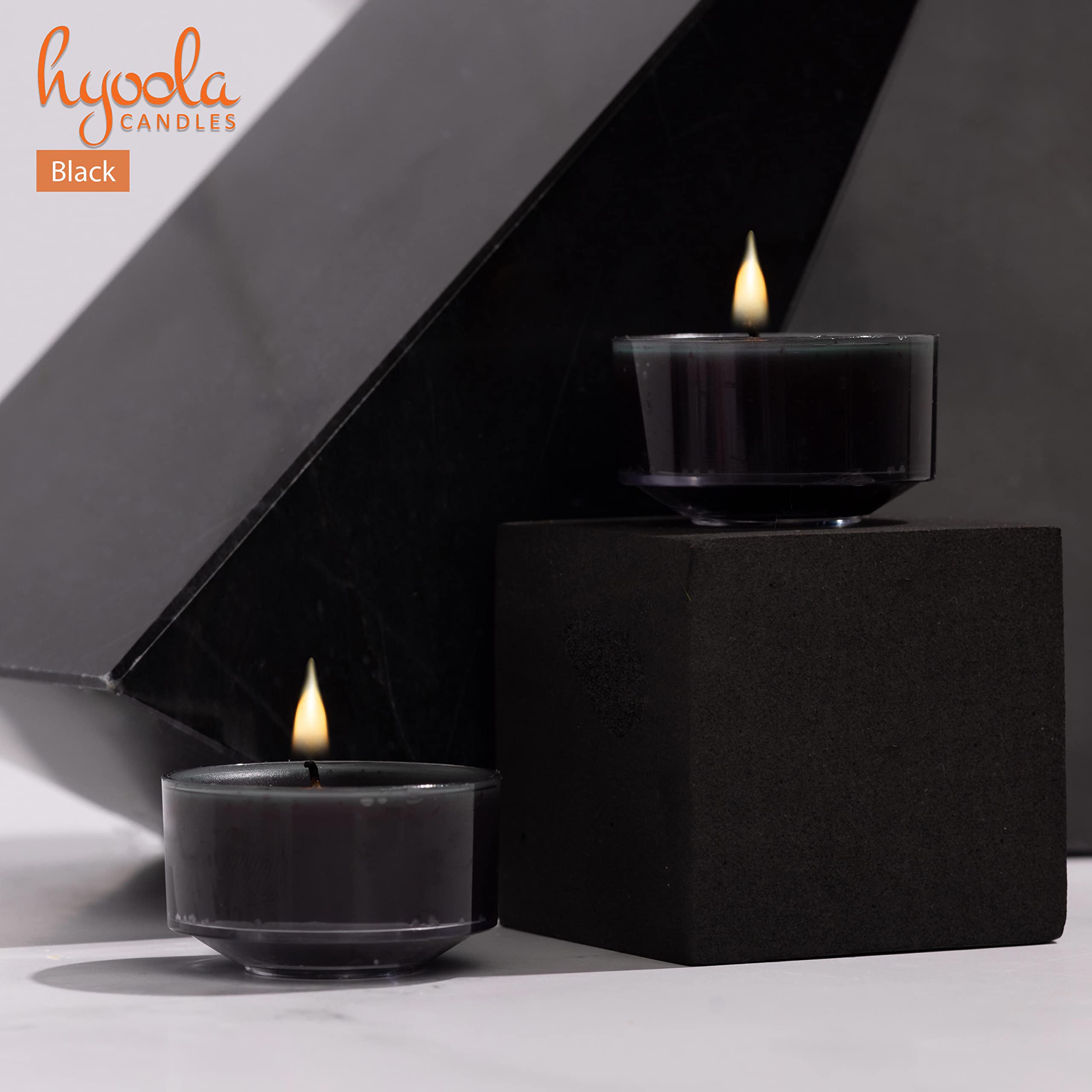 Hyoola Scented Tealight Candles - Black - 6 Hour Burn Time - 15 Pack - European Made - 1.9 Inch