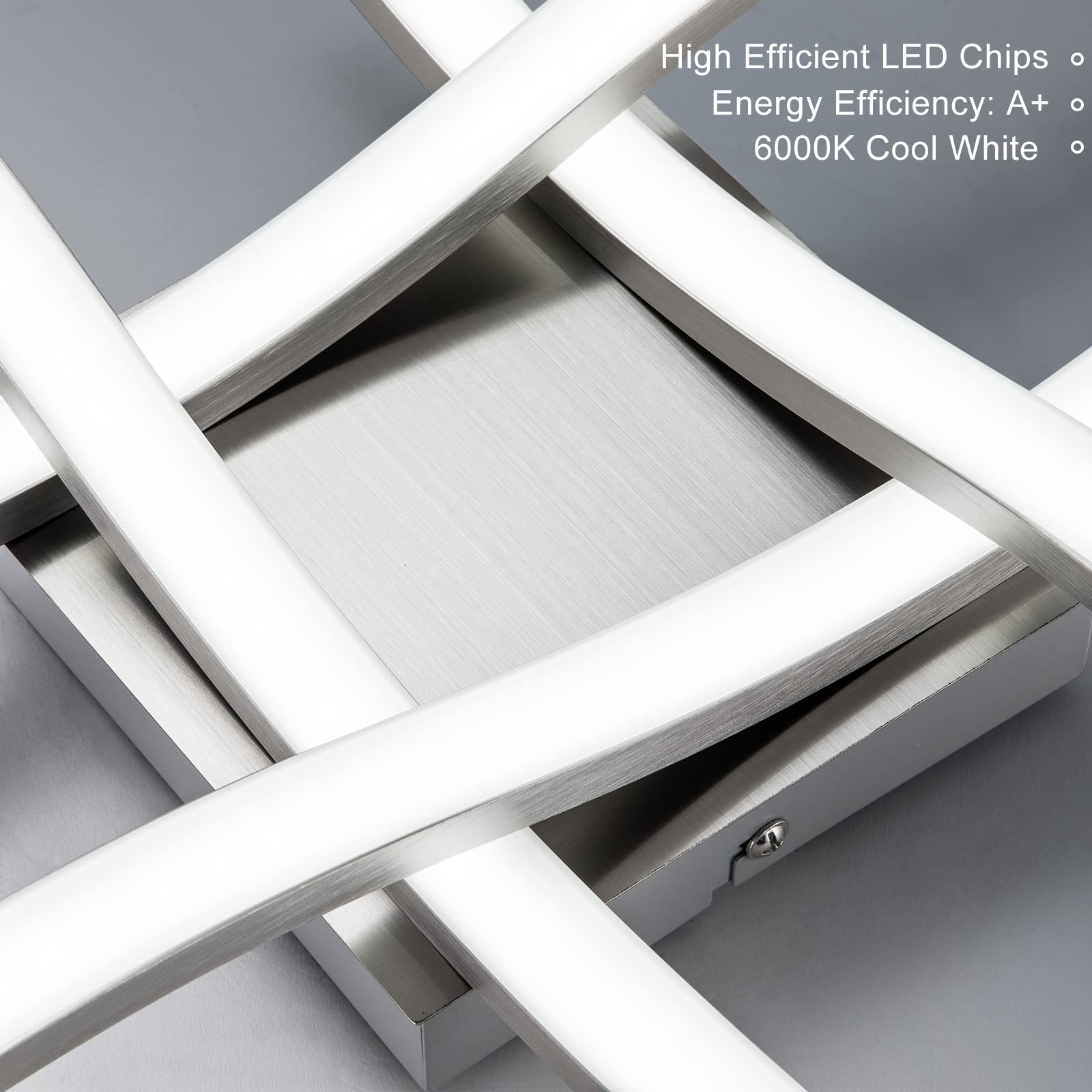 EDISLIVE Modern LED Ceiling Light 4-Light 18in Nickel Flush Mount 6000K 24W Model EDIS32428C