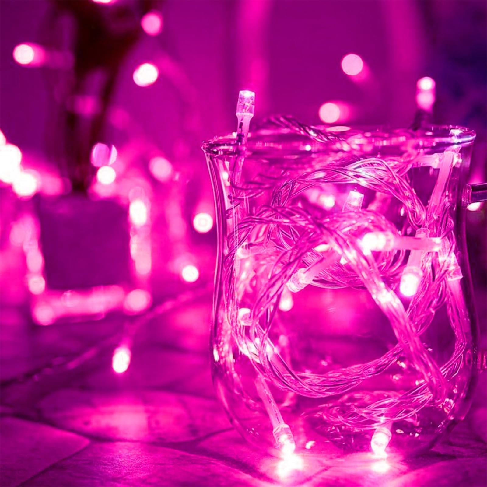 Jacuxlss Pink Valentines String Lights Decorations, Connectable 33 Feet 100 Led Plug In Decorative Fairy Aesthetic Light With 8