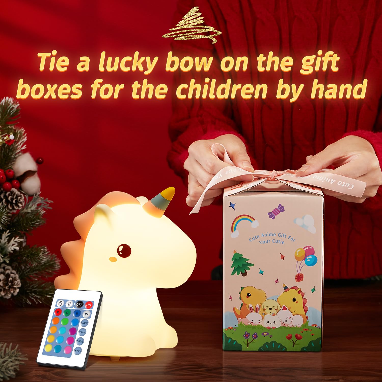One Fire Unicorn Night Light for Kids, Remote Control, 16 Colors, Silicone, Rechargeable