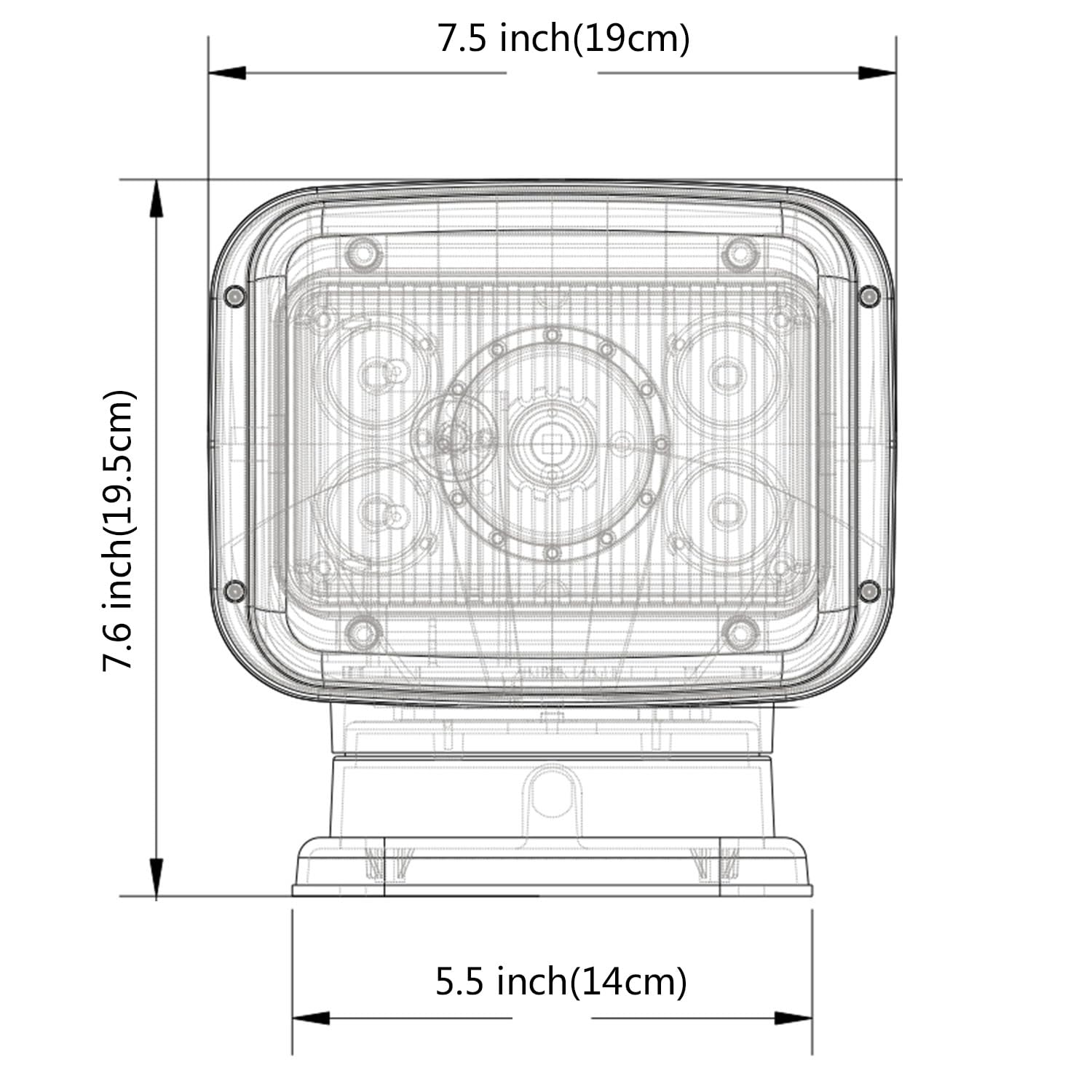 HANGXING 6 Inch 70W LED Search Light - 360° Rotating, Remote Control, Magnetic Base, Black, Model HX116-70W for Camping & Offroad Use