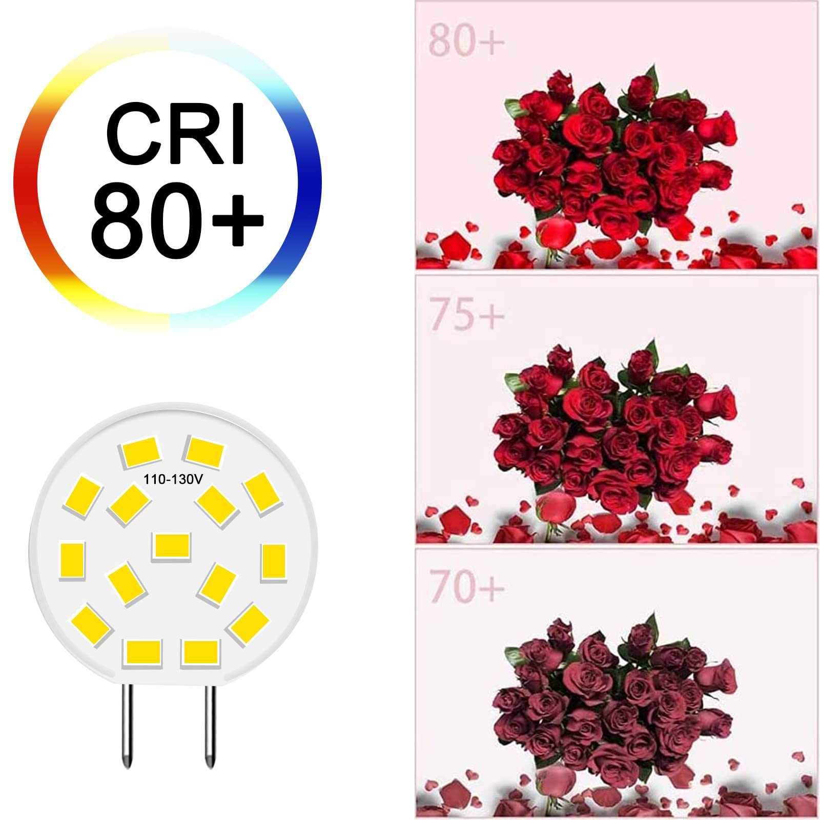 TAIYALOO G8 LED Bulb 3W Dimmable Natural White 4000K Bi-Pin Base 10 Pack