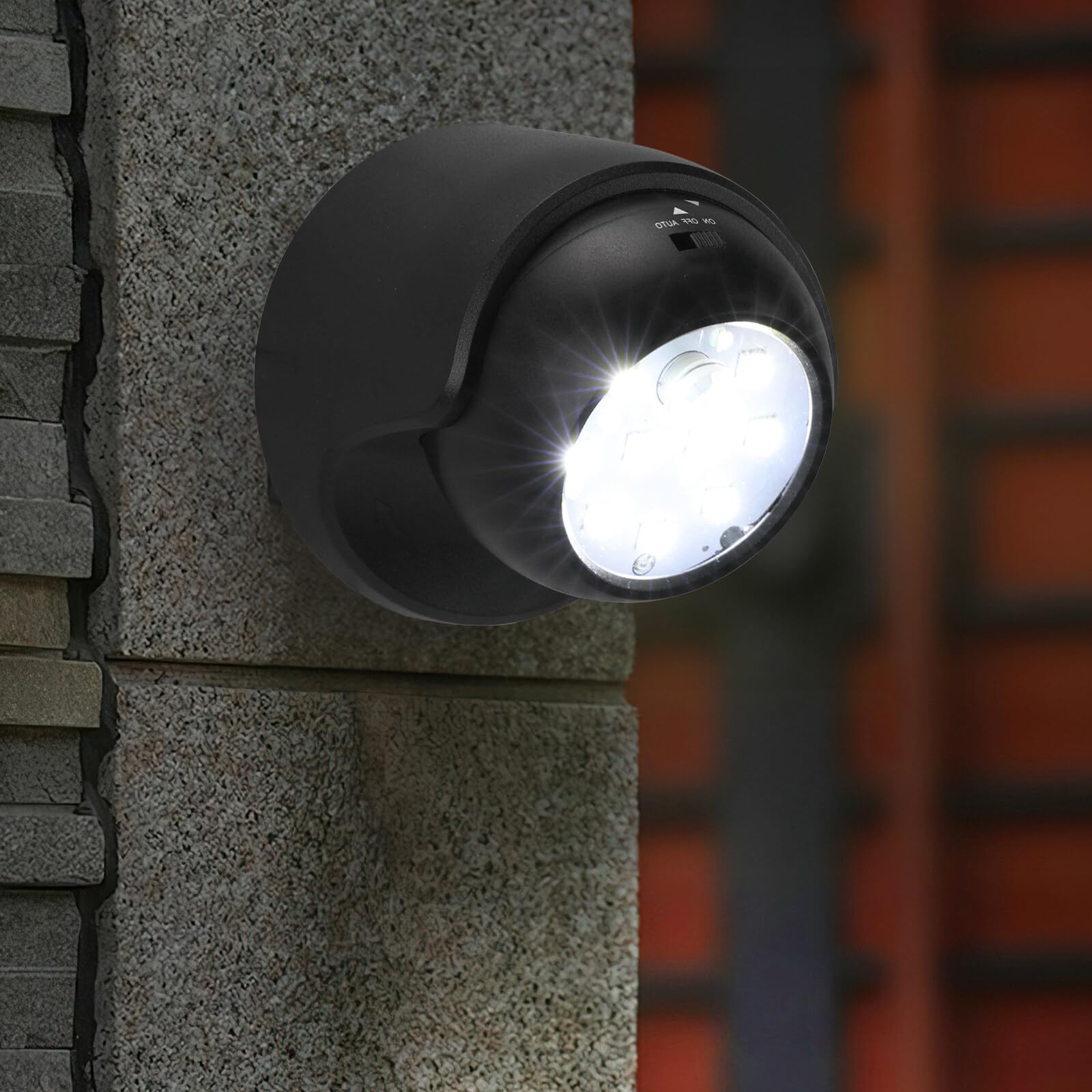 LemonBest Motion Sensor Outdoor Lights - Battery Operated Wireless Spotlight - 4 Pack - Black - Model 4563384