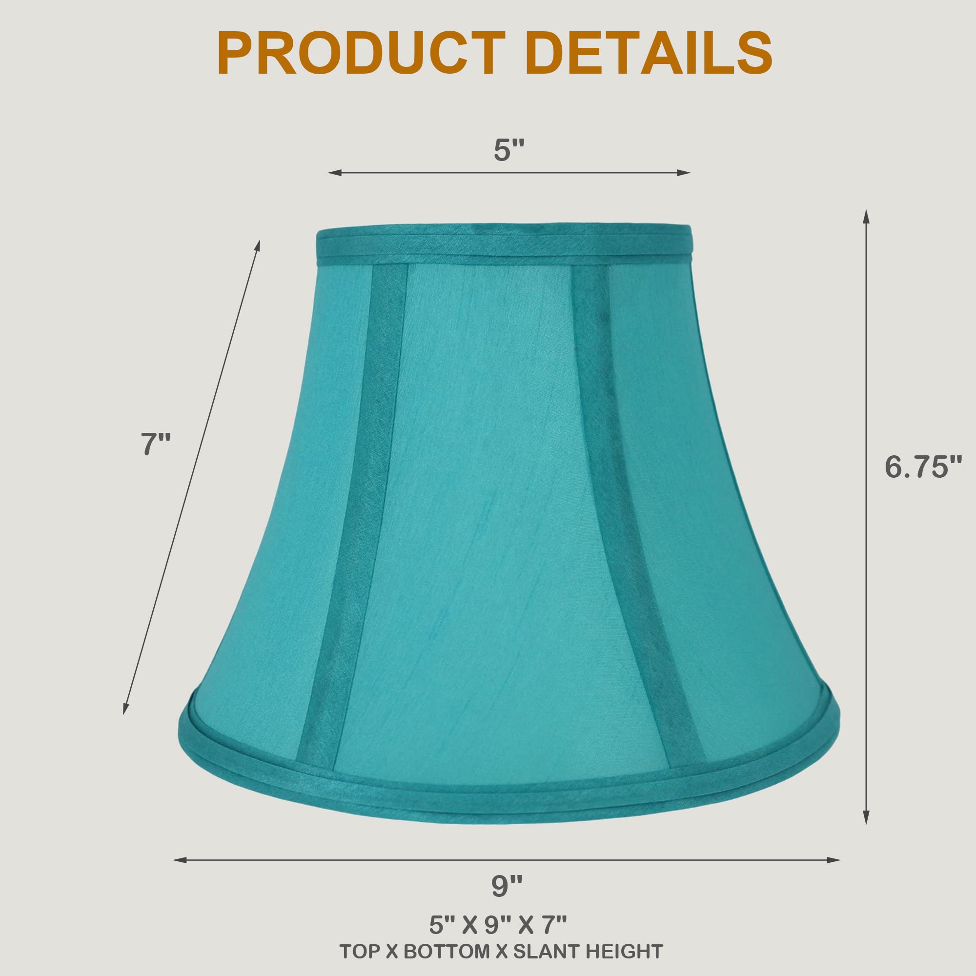 Urbanest Set Of 2 Softback Bell Lampshades, Faux Silk, Teal, 5X9X7
