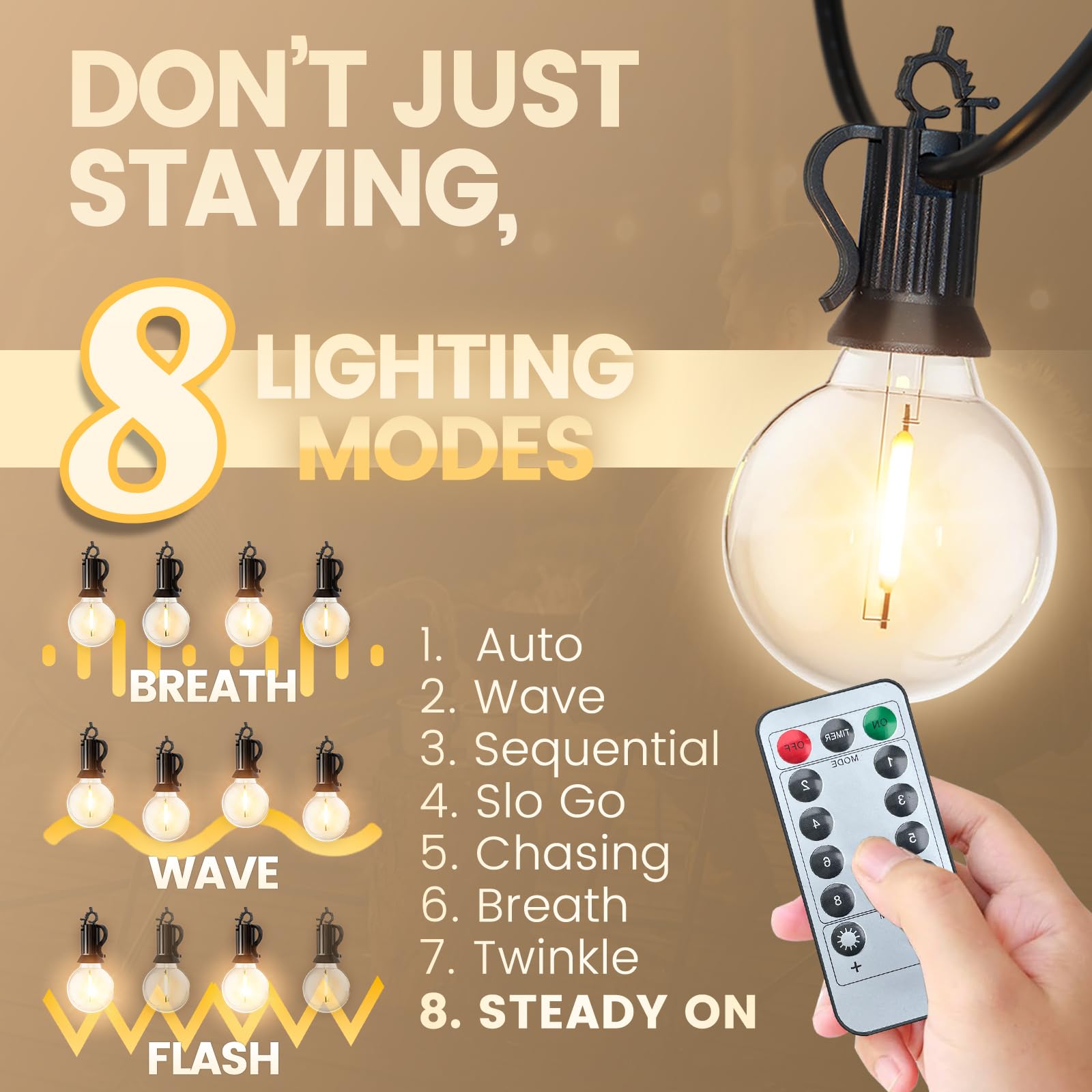 150Ft Outdoor String Lights With Remote Controller - G40 Globe Led Patio Lights With Dimmable Shatterproof Edison Bulbs, Waterpr