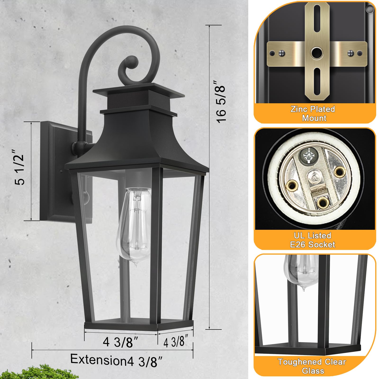 Alvime Outdoor Wall Light Fixture - Waterproof, All-Weather Wall Lantern For Entryway & Patio