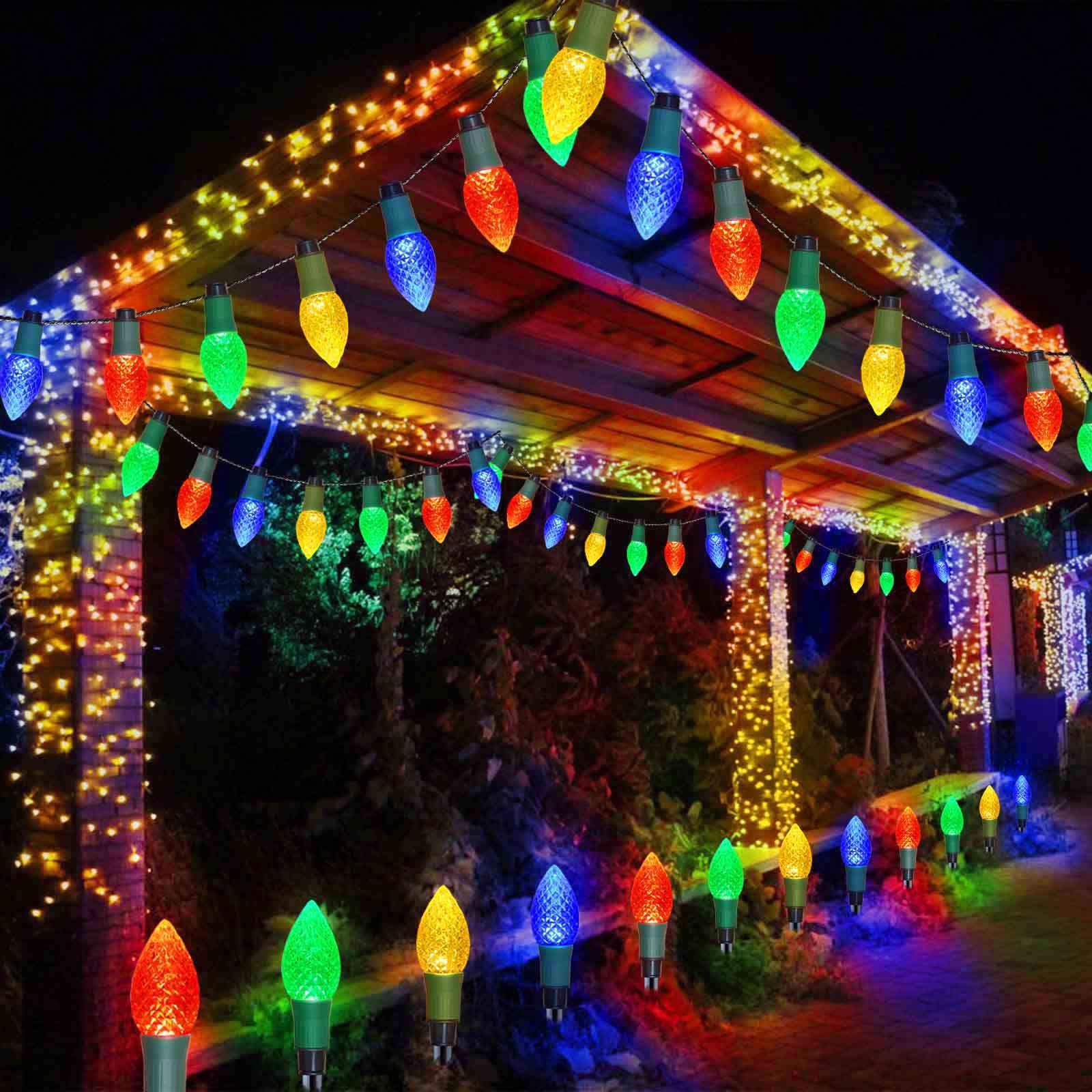 Homeleo 20 Led Solar C9 Christmas Lights Outdoor, 2-In-1 C9 Christmas Pathway Lights & String Lights For Outdoor Christmas Decor