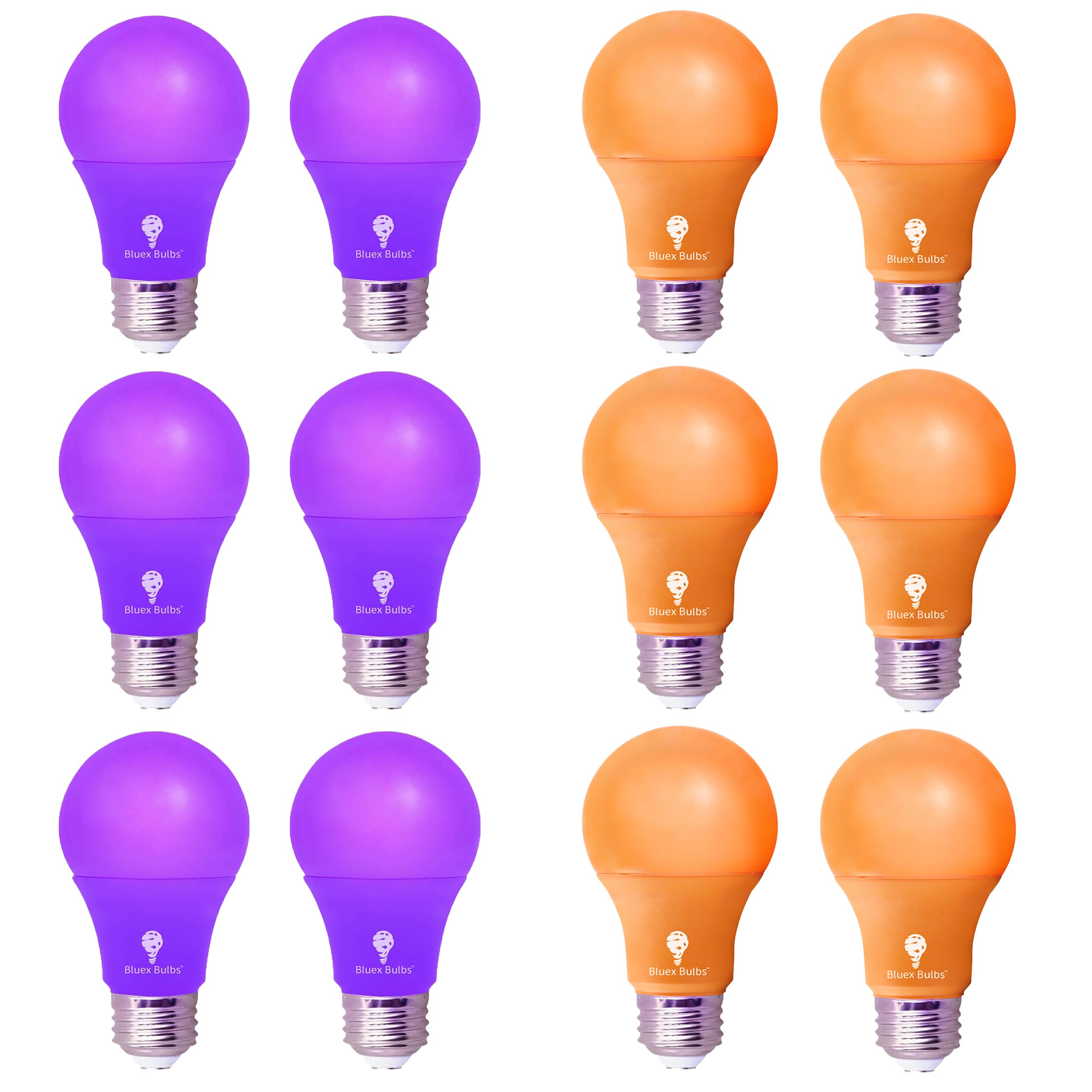12 Pack A19 Led Purple Light Bulb Led Orange Light Bulb 120V E26 Base 9 Watt (60-Watt Replacement) Purple Bulb Orange Bulb, Part