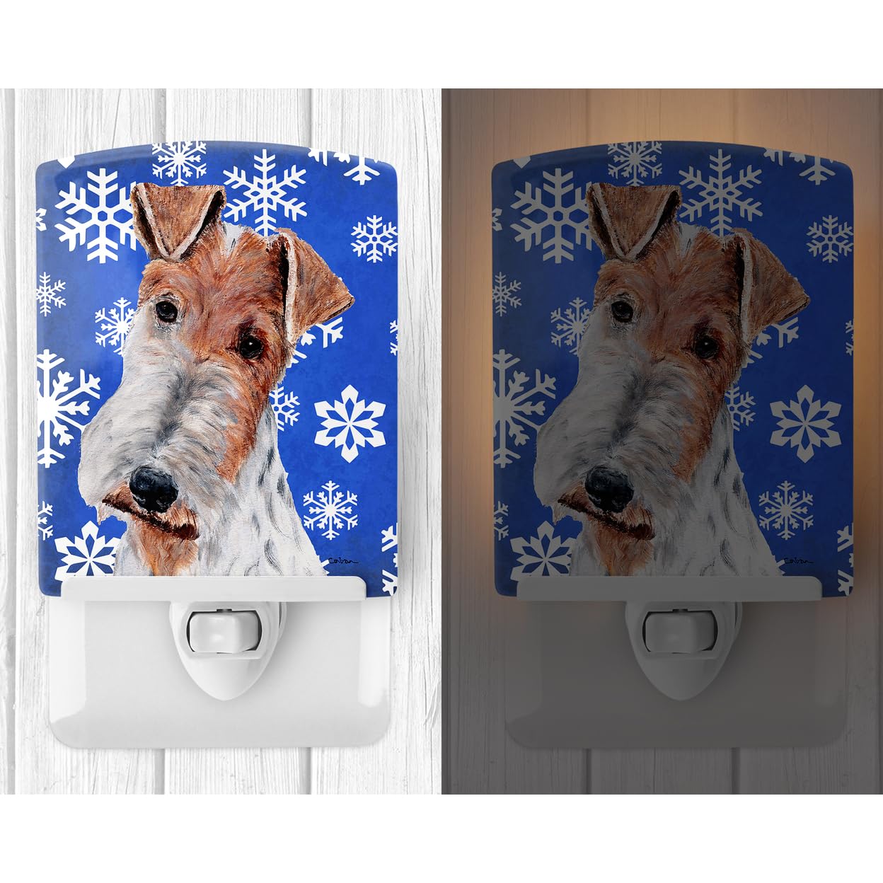 Carolines Treasures Ceramic Night Light, Wire Fox Terrier, UL-Certified, 6x4x3in, Multicolor, Model SC9772CNL