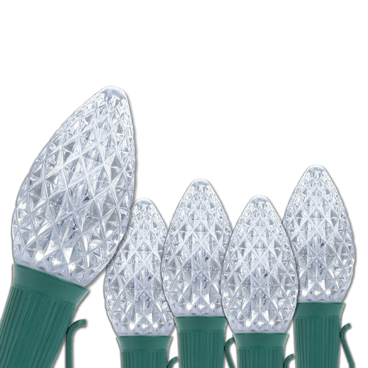 Wintergreen Lighting 25 C7 Opticore Cool White Heavy Duty Christmas Lights - Outdoor Commercial Bulbs with 18 Gauge Green Wire (25 ft)