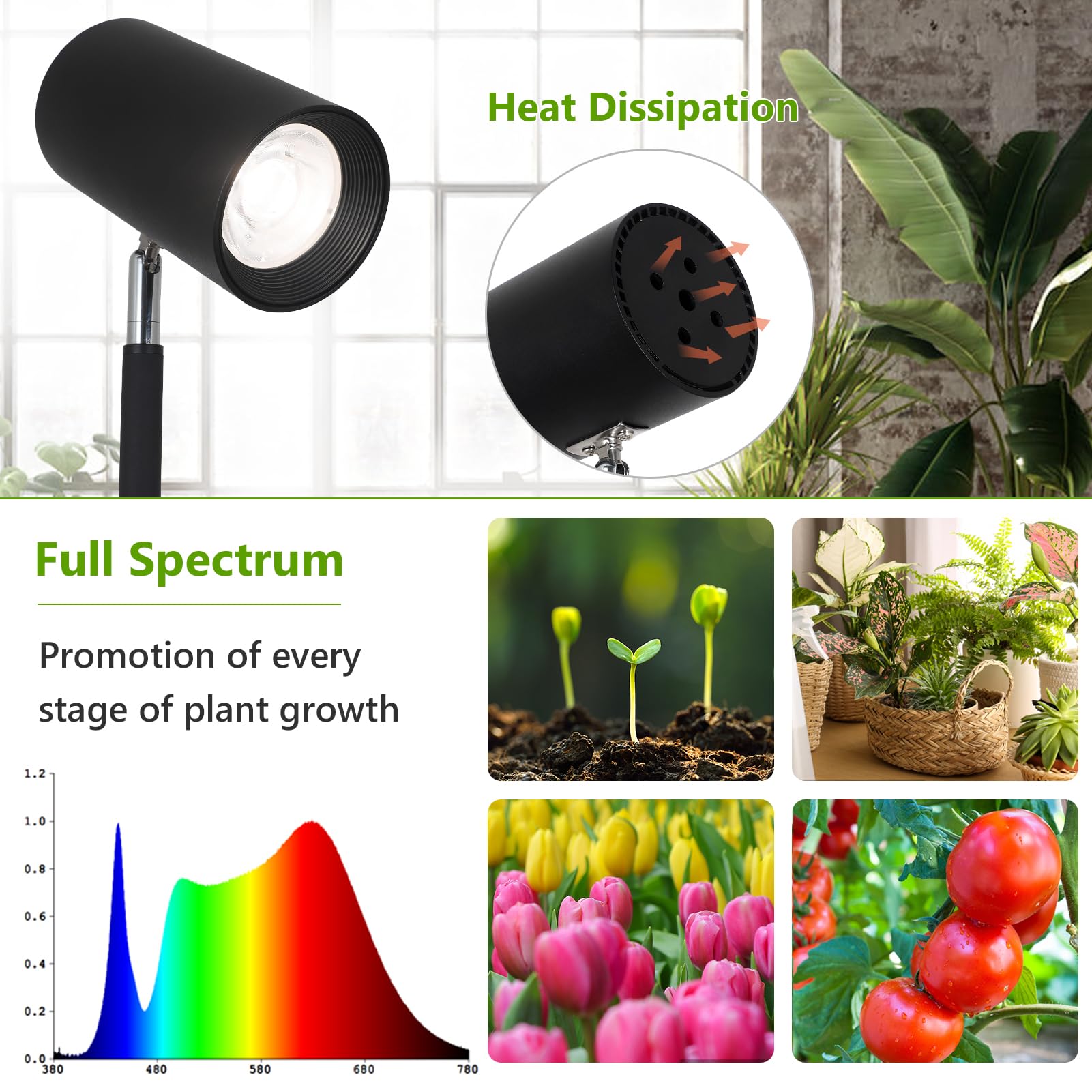 Hmvpl 40W Grow Lights Stand For Indoor Plants Full Spectrum  Standing Plant Light For Indoor Growing With Cob Plant Light Bulb  4/8/12H Timer  Tall Growth Floor Lamp For Large Plant (6 Level Height)