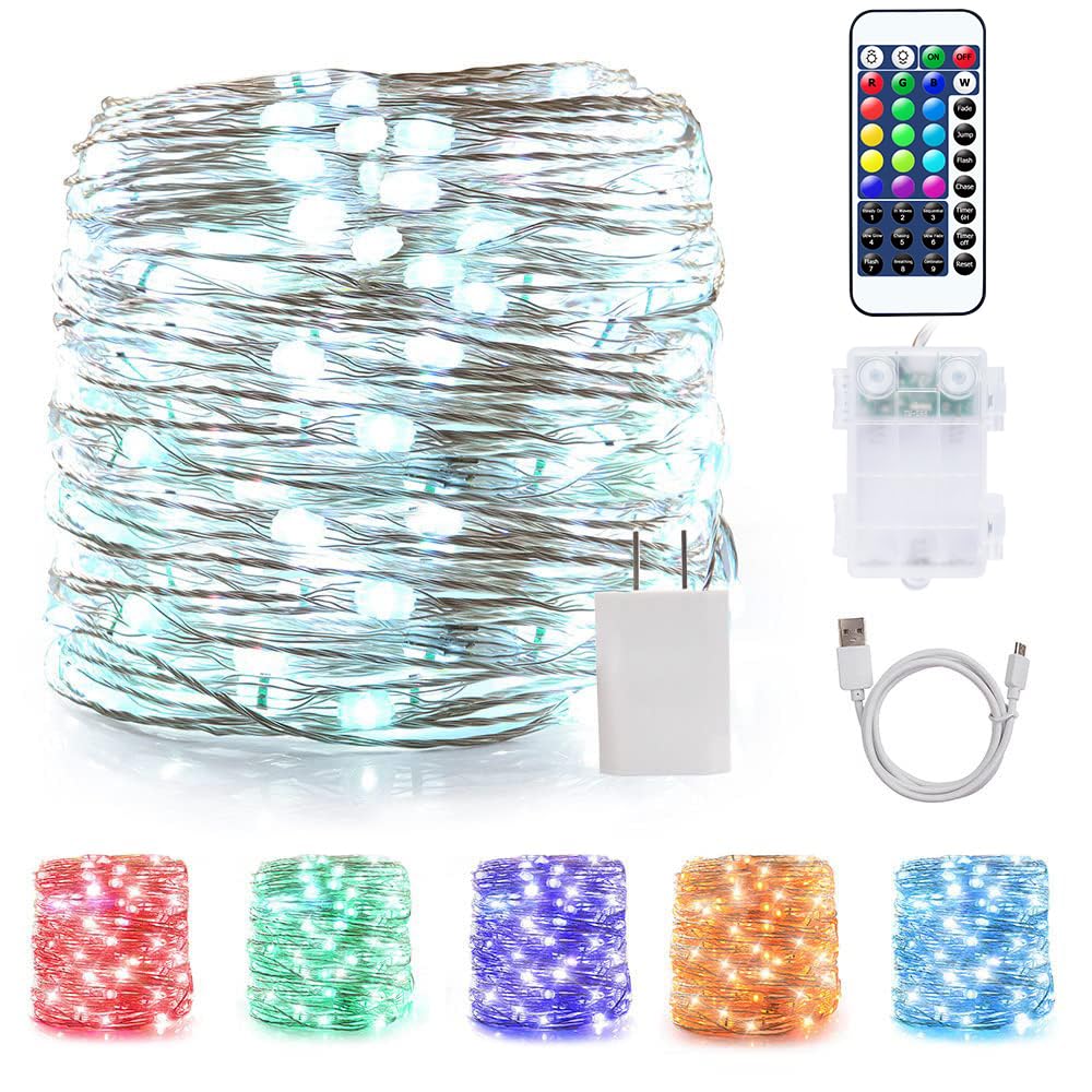 Led String Lights Indoor Fairy Lights Multi Color Changing, Waterproof Firefly Lights With Remote Control For Indoor, Bedroom, Wedding, Outdoor Christmas Decor (40 Ft 120 Leds Usb & Battery Powered)