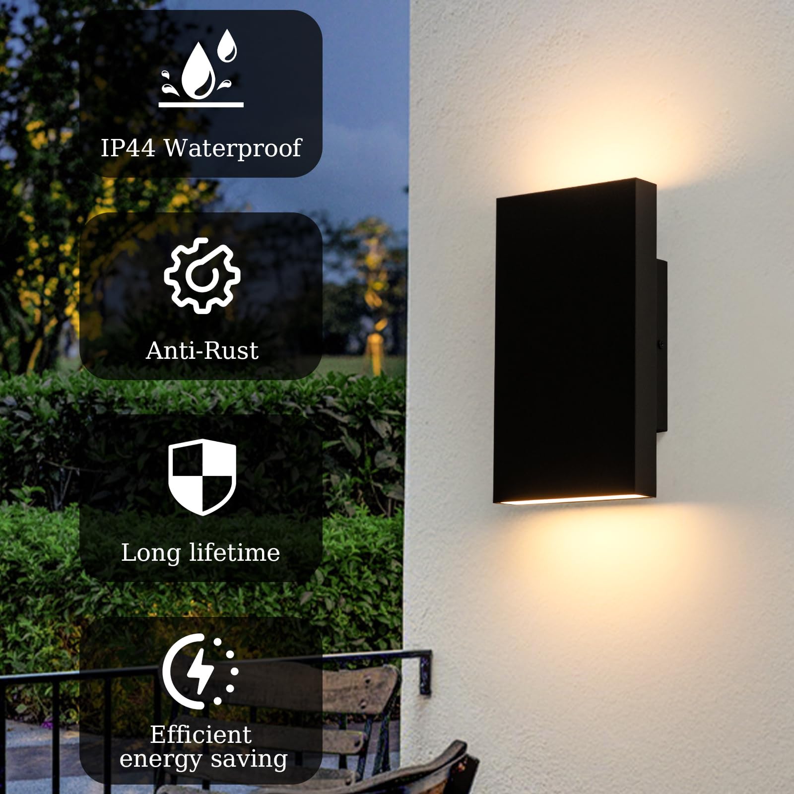 Zicbol Modern Outdoor Wall Light Black Up And Down Lights Outdoor 10 Led Exterior Lighting Fixtures For House  Porch Outside Lights For Entryway Front Door Patio Garage (10W  3000K/4500K/6000K)