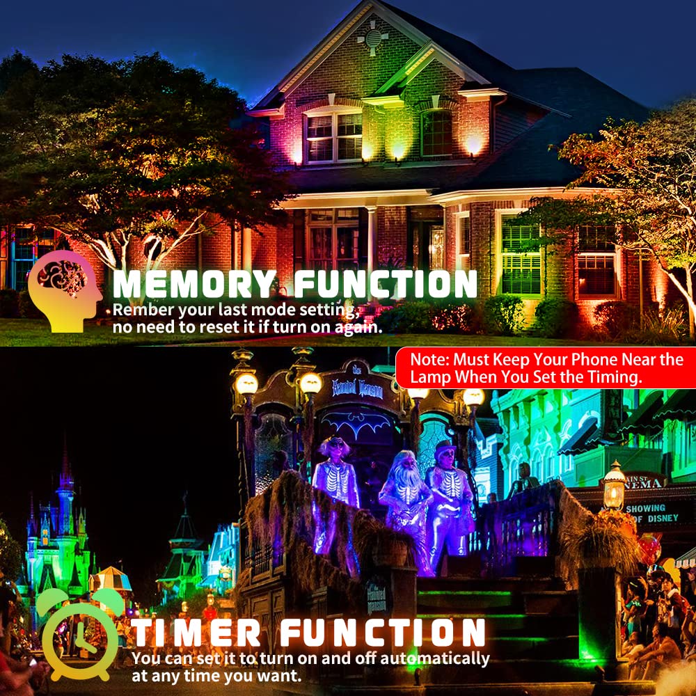 Lolpetik Rgb Led Flood Light 300W Equivalent, Ip66 Waterproof, App Control, 4 Pack Uplights