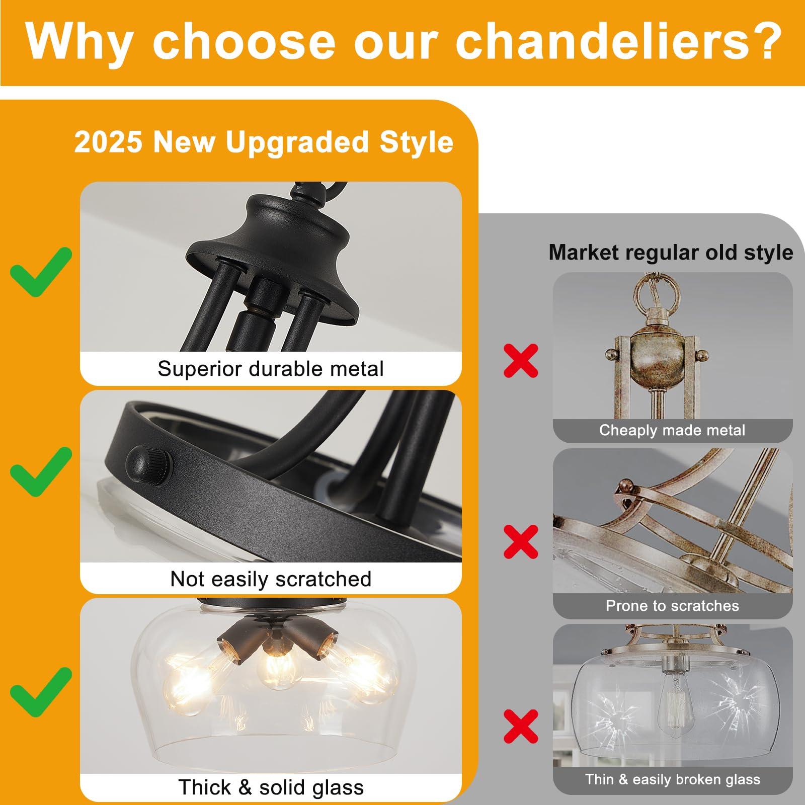 14.2 Black Chandelier  3-Light Modern Ceiling Pendant Light Fixtures  Farmhouse Dining Room Light Fixtures Over Table  Industrial Pendant Lights Kitchen Island For Bedroom  Hallway  Foyer  Entryway