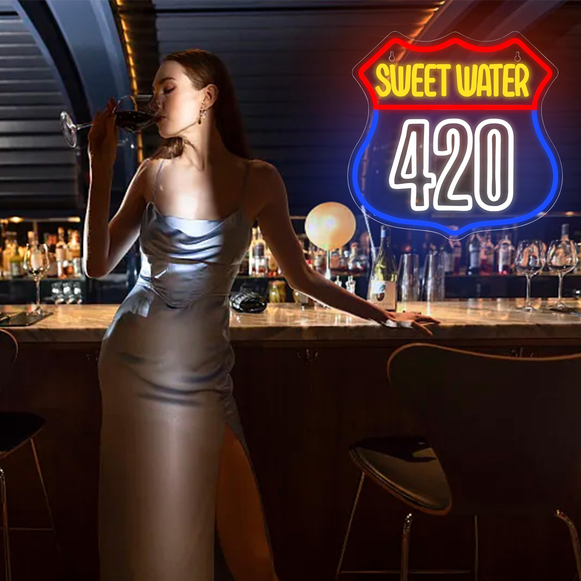 Sweet Water Neon Sign For Wall Decor Bar Neon Light malt-inspired Led Sign Neon Lights For Home Bar Man Cave Garage Pub Party Game Room Hotel Bedroom Birthday Gifts Usb Powered(Xd217)