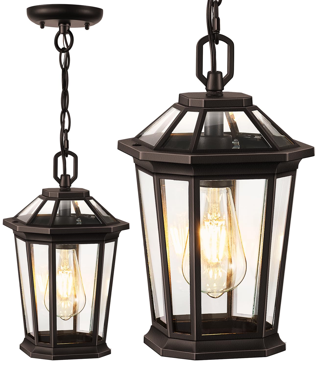 Vianis Oil Rubbed Bronze Pendant Light Fixtures  Modern Orb Outdoor Chandelier With Clear Tempered Glass  Aluminum Ceiling Lights For Porch  Hanging Lighting For House