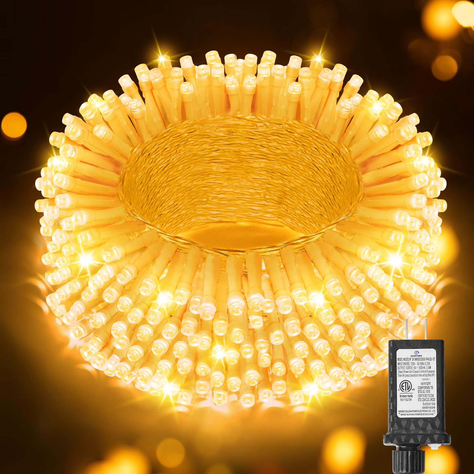 125FT 380 LED Warm Christmas Lights, Plug in Christmas String Lights Connectable, Timer & Memory, Waterproof Twinkle Tree Light 