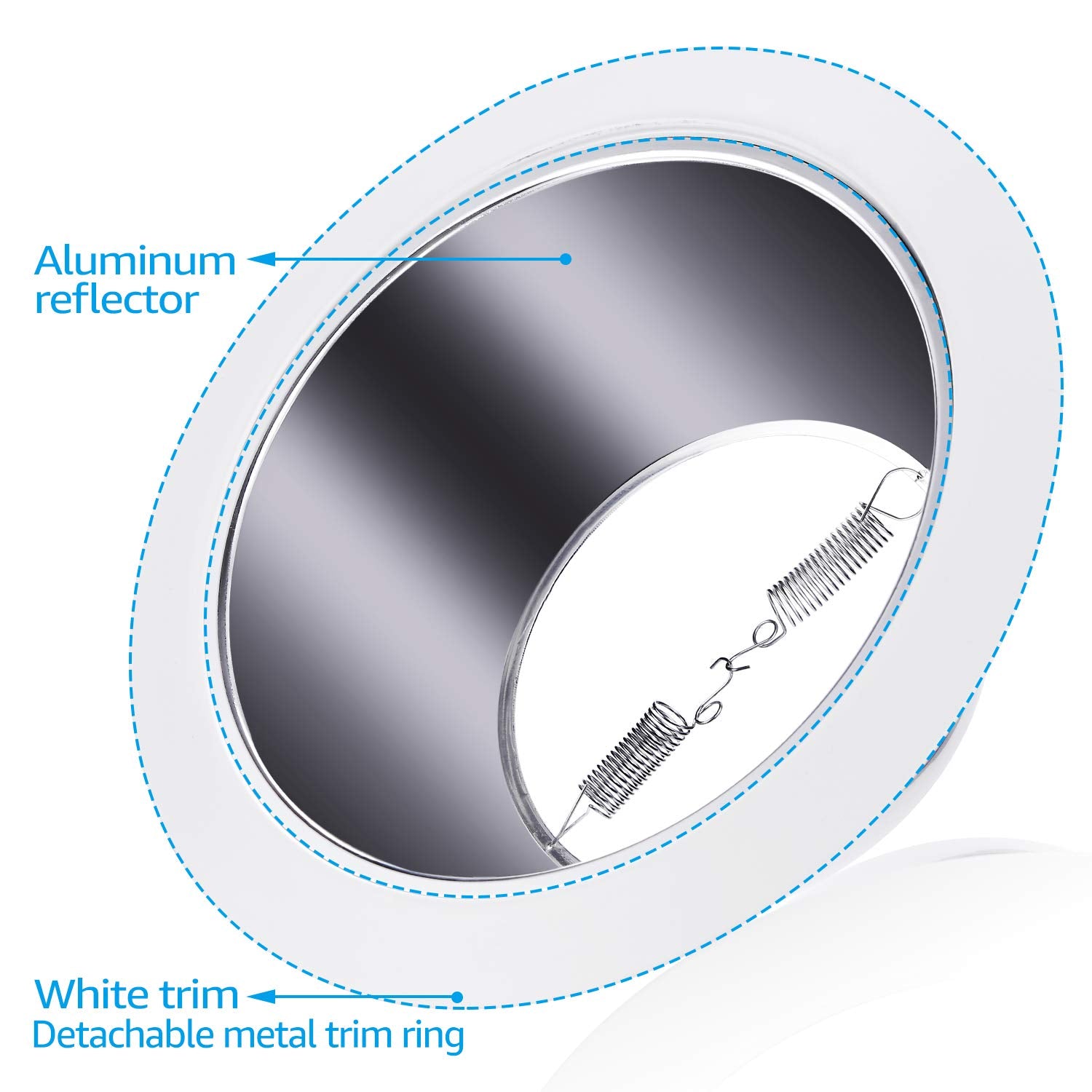 Torchstar 6 Inch Brighter Classic Recessed Can Light Trim, Step Baffle With Detachable Ring, Full Metal, For 6 Inch Recessed Can, Fit Halo/Juno Remodel Recessed Housing, White, Pack Of 6
