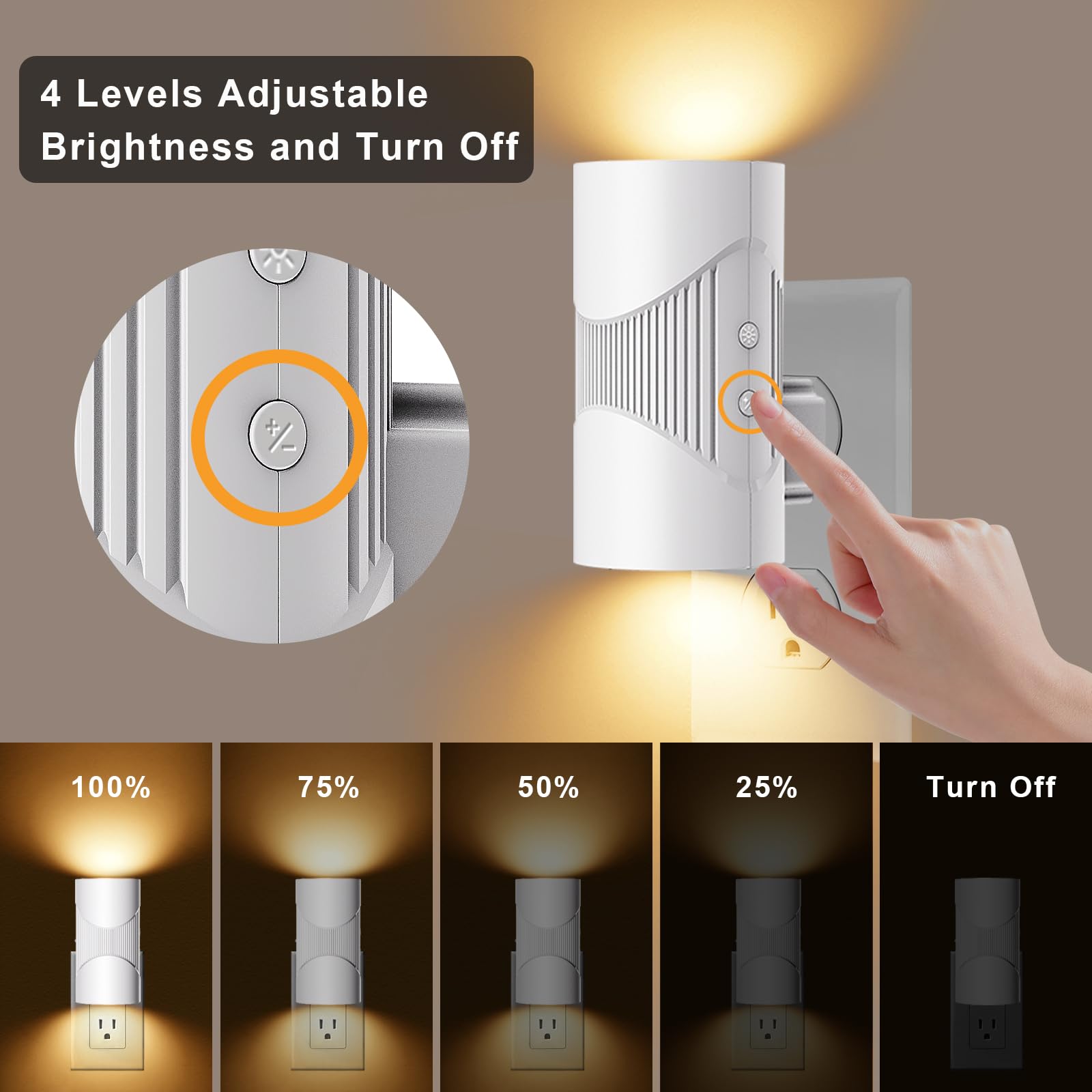 easuntec Night Light,Night Lights Plug into Wall,Warm Led Night Light,Dusk to Dawn Light Sensor,3 Light Modes,Dimmable Night Lig