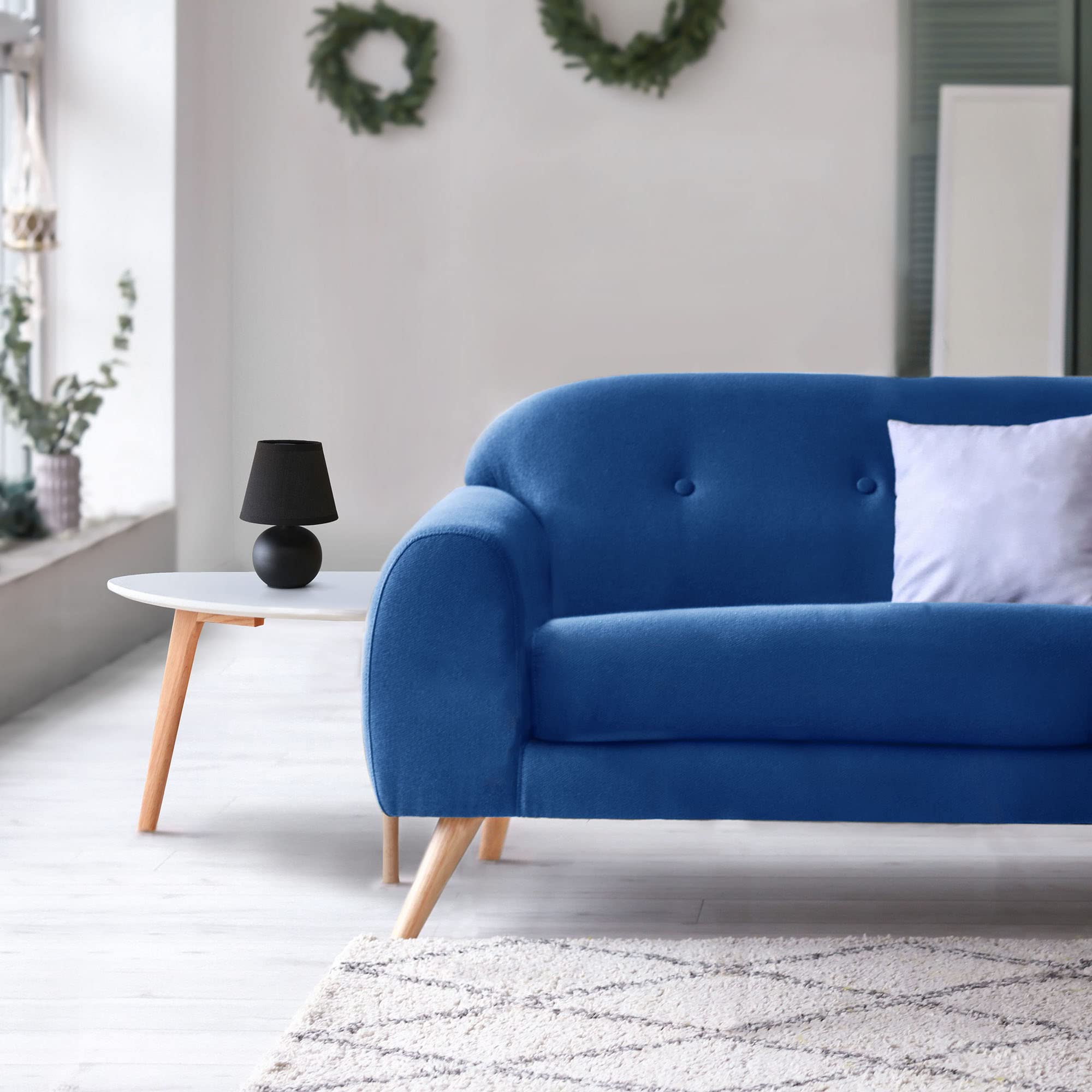 Creekwood Home Black Ceramic 8.66" Traditional Petite Table Lamp With Drum Shade