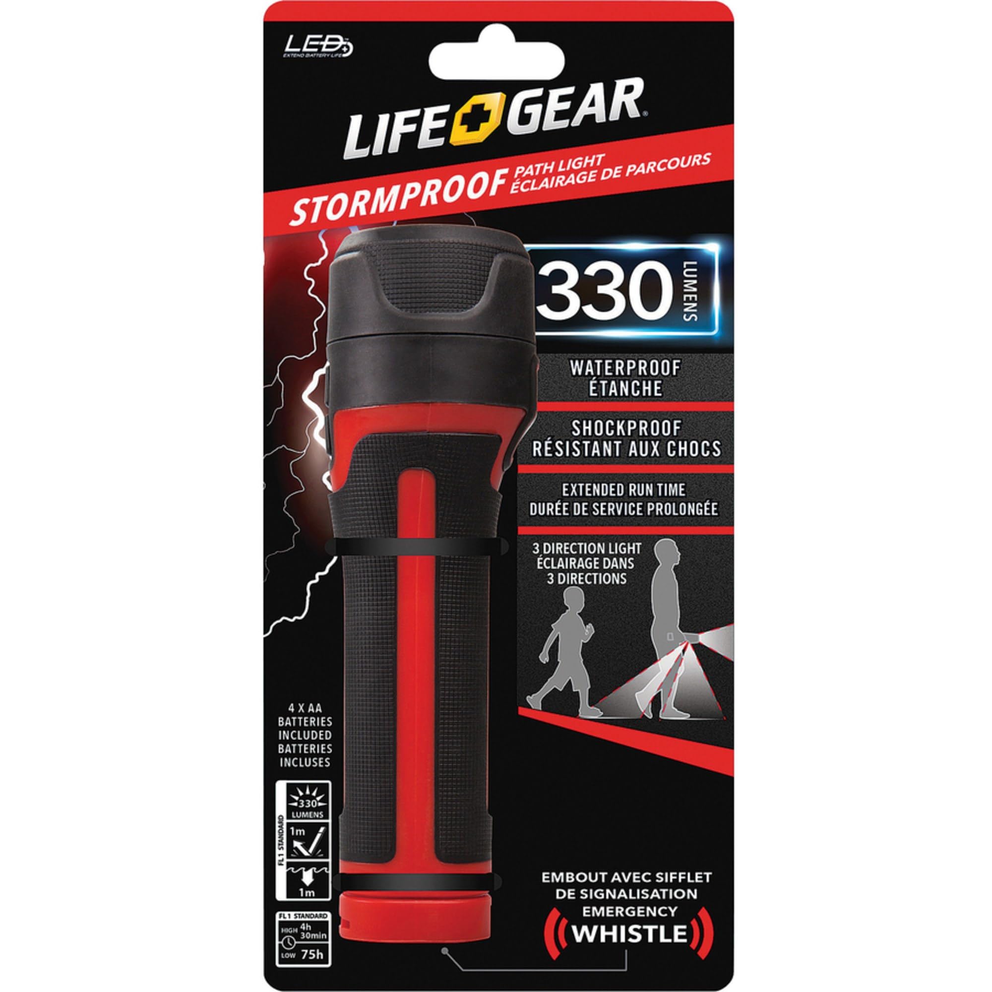 Life Gear 330 Lumen Led Path Light, Watherproof, Ba38-60634-Red