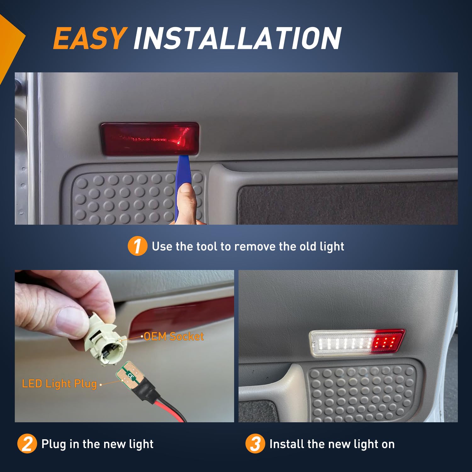 Nilight LED Interior Door Panel Lights - 2PCS Courtesy Warning Lights, Red/White for Ford F250 F350 F450 F550 Super Duty 1999-2007