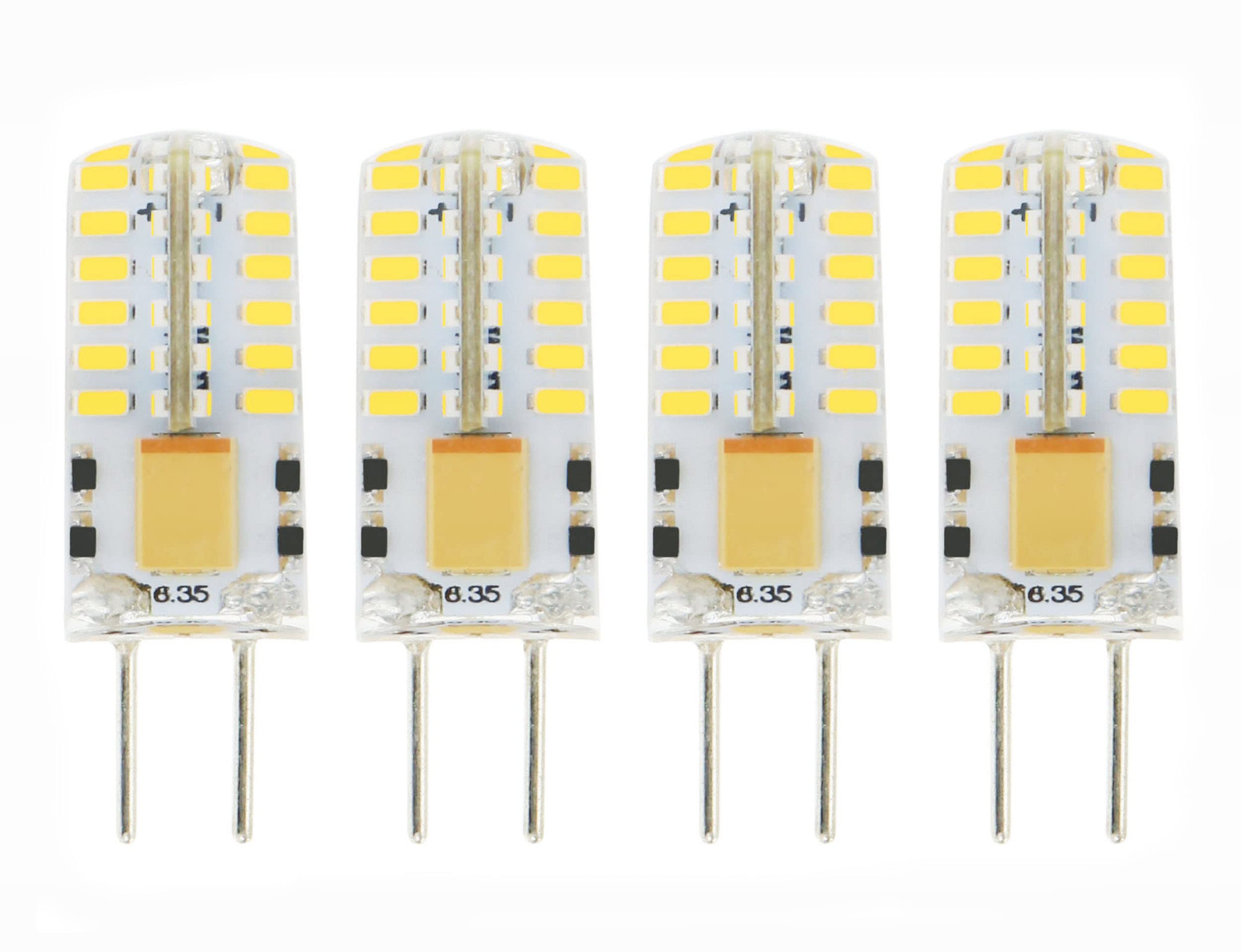 Lamsky G6.35 GY6.35 Bi-Pin Base LED Bulb,12V/24V 2.5W Daylight 6000K,JC Type Halogen Replacement Bulb,Not Dimmable,30W Equivalent(4-Pack)