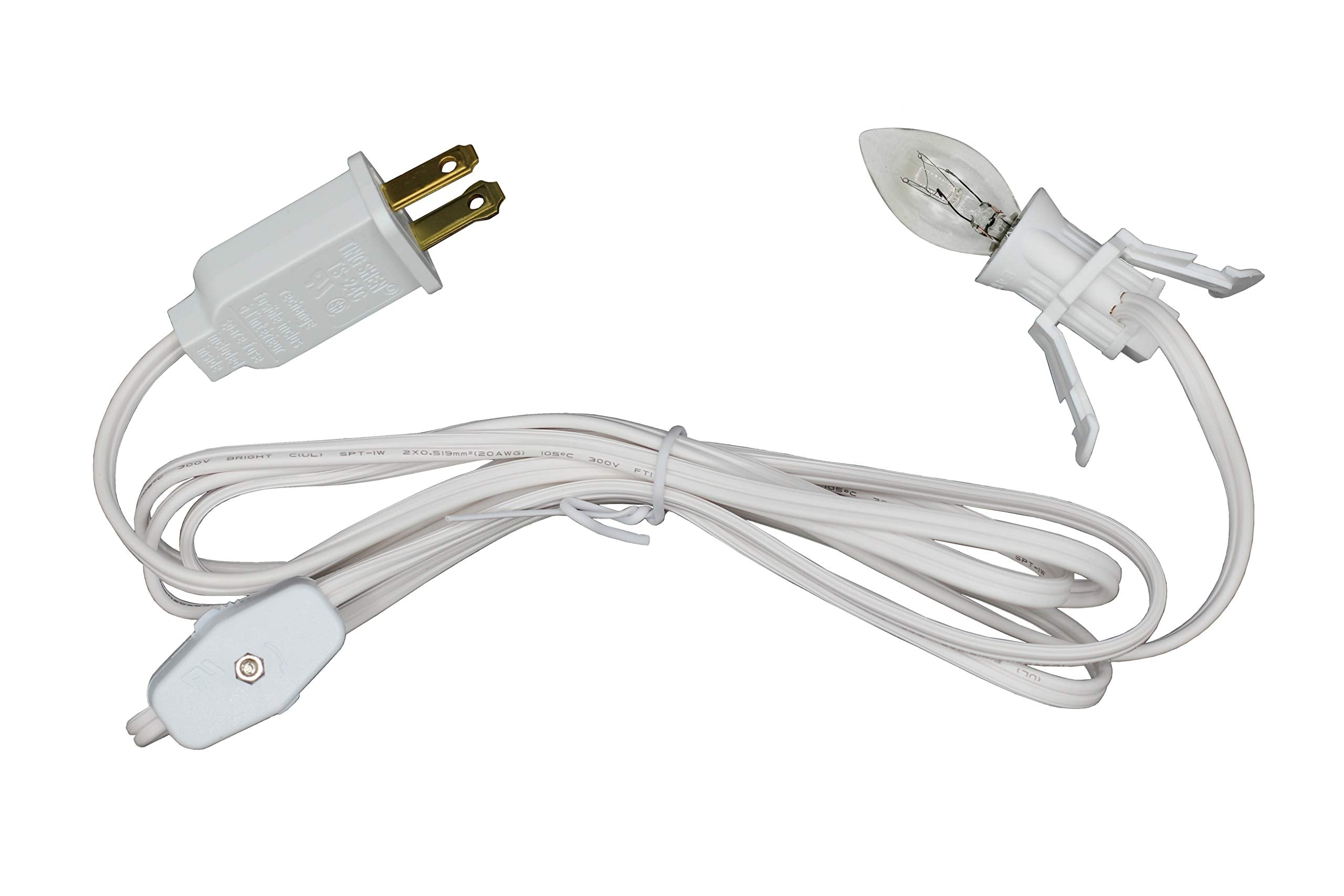 Creative Hobbies Lamp Cord with Bulb, Ceramic, White, Model 640, 1 Bulb for Christmas Village House