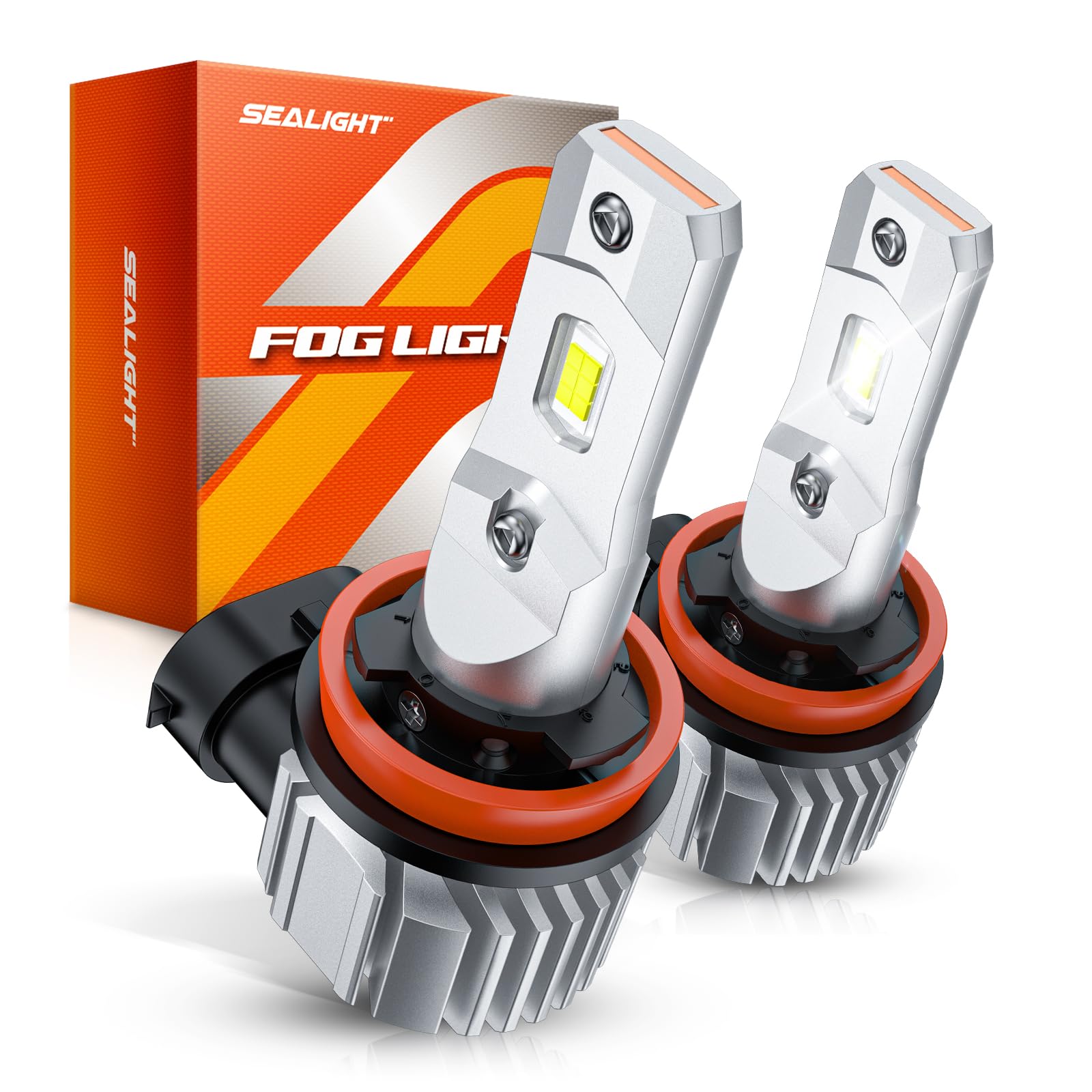 SEALIGHT H16 H8 H11 LED Fog Light Bulbs, 12000LM, 6500K Cool White, 360° Adjustable, Pack of 2
