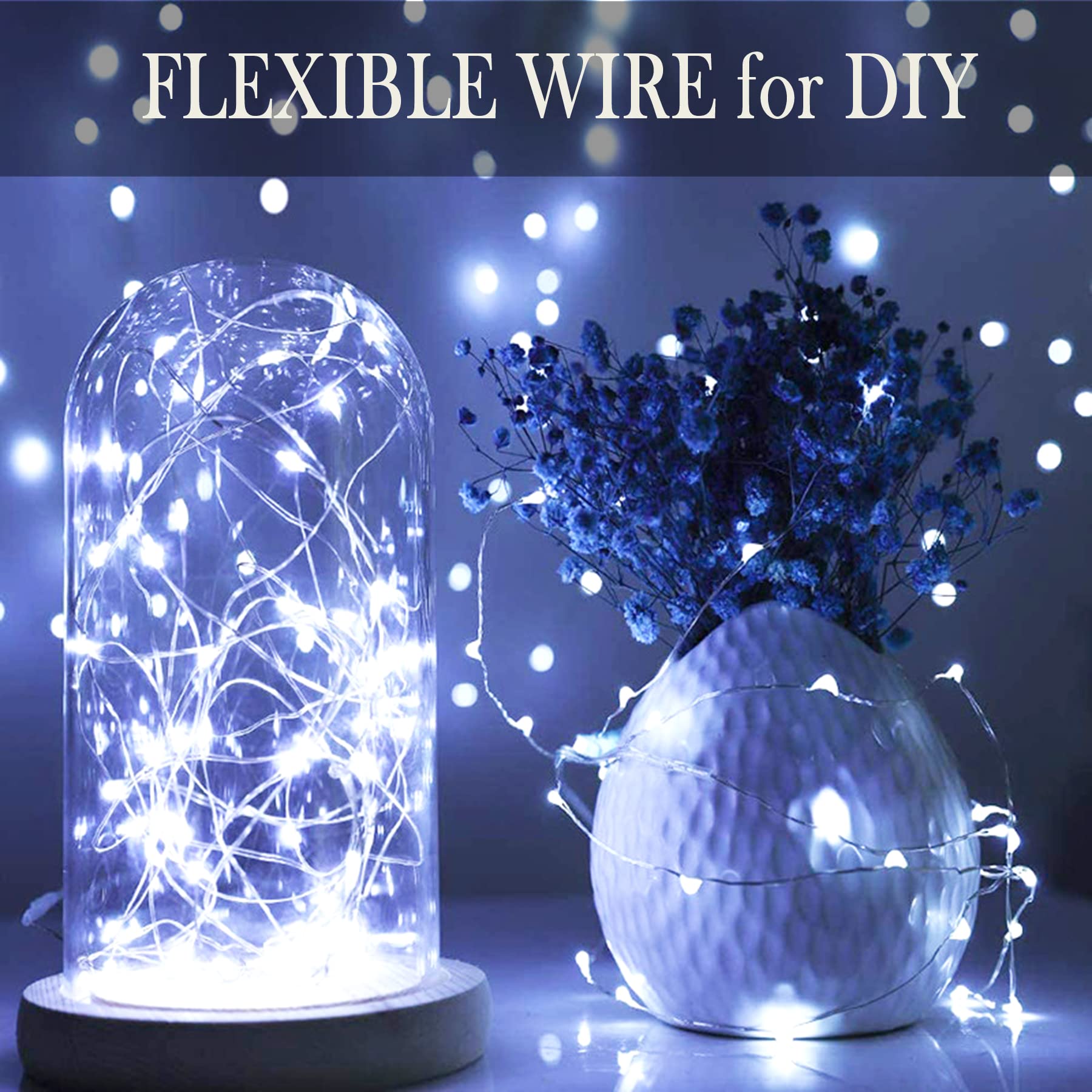 Twinkle Fairy Lights Battery Powered 3 Modes With Timer Firefly Lights 20 Led On 7.2Feet Silvery Copper Wire For Diy Wedding Party Christmas Halloween Centerpiece Decorations 15 Pack (Cool White)