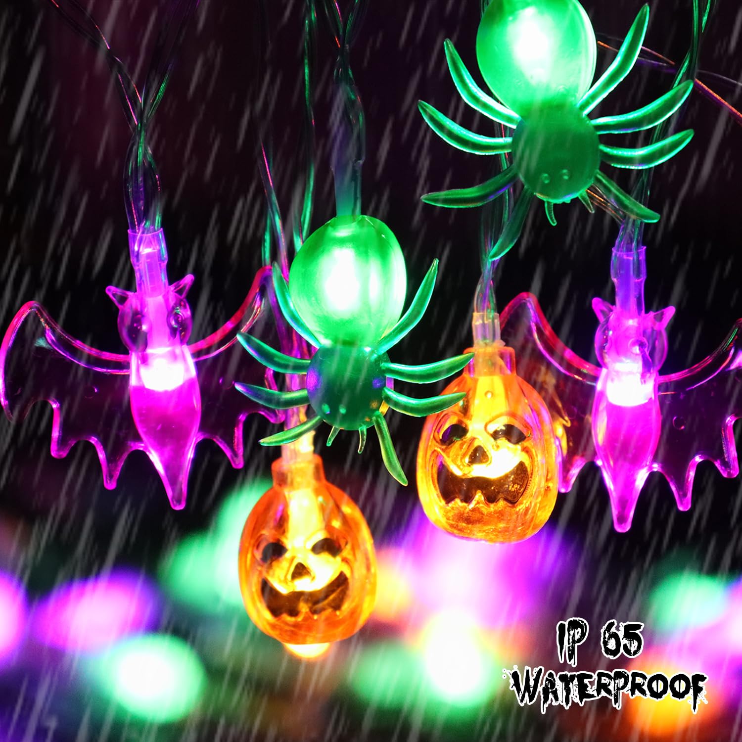 Halloween Lights, 16 Ft 30 Led Waterproof 3D Pumpkin Bat Spider Battery Operated String Lights With Timer, 8 Lighting Modes Fairy Lights For Window Indoor Outdoor Decor Halloween Party Decorations