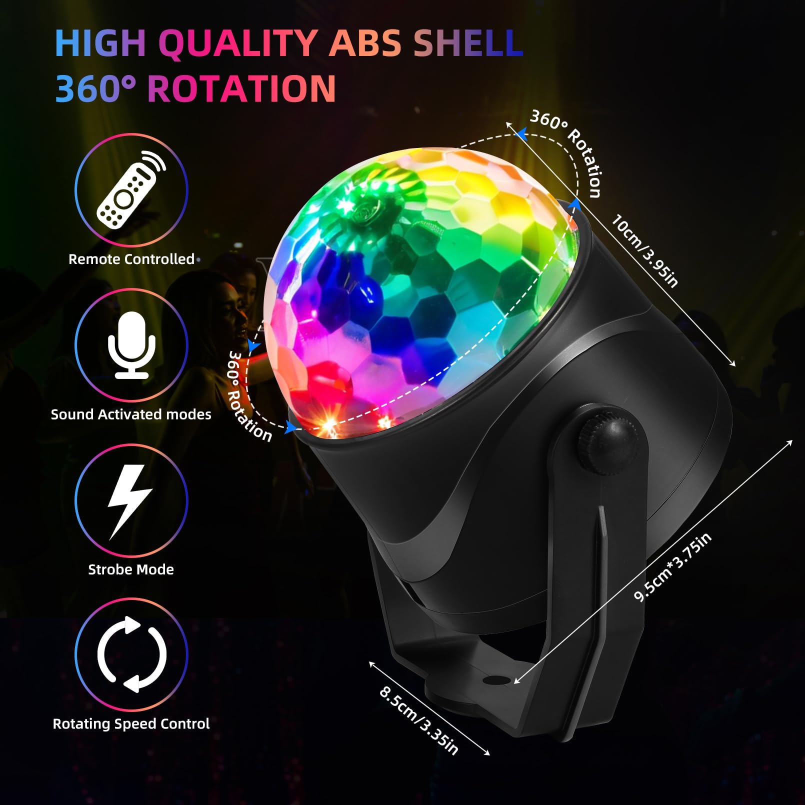 Gorkue 2-Pack Dj Disco Ball, Party Lights Sound Activated With Remote, Strobe Light For Home Room Dance Birthday Party Supplies,