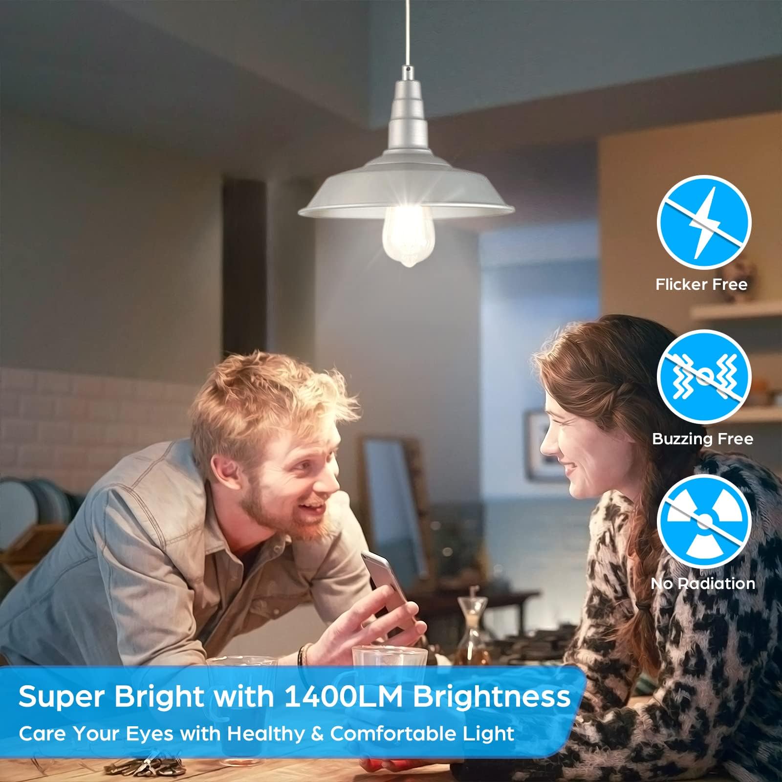 12-Pack Vintage E26 Led Edison Bulbs 100W Equivalent 1400Lm High Brightness 8W St58 Led Filament Light Bulbs 4000K Daylight White Medium Base Cri90+ Antique Clear Glass For Home Office, Non-Dimmable