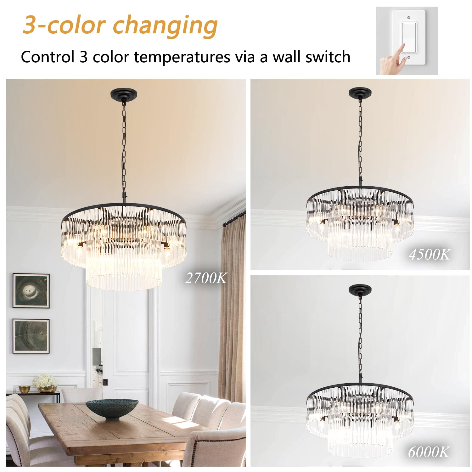 Akeelighting Large Gold Chandeliers H68 Modern High Ceiling Chandelier 7-Tier Glass Chandelier Foyer Entryway Ceiling Light Fixt